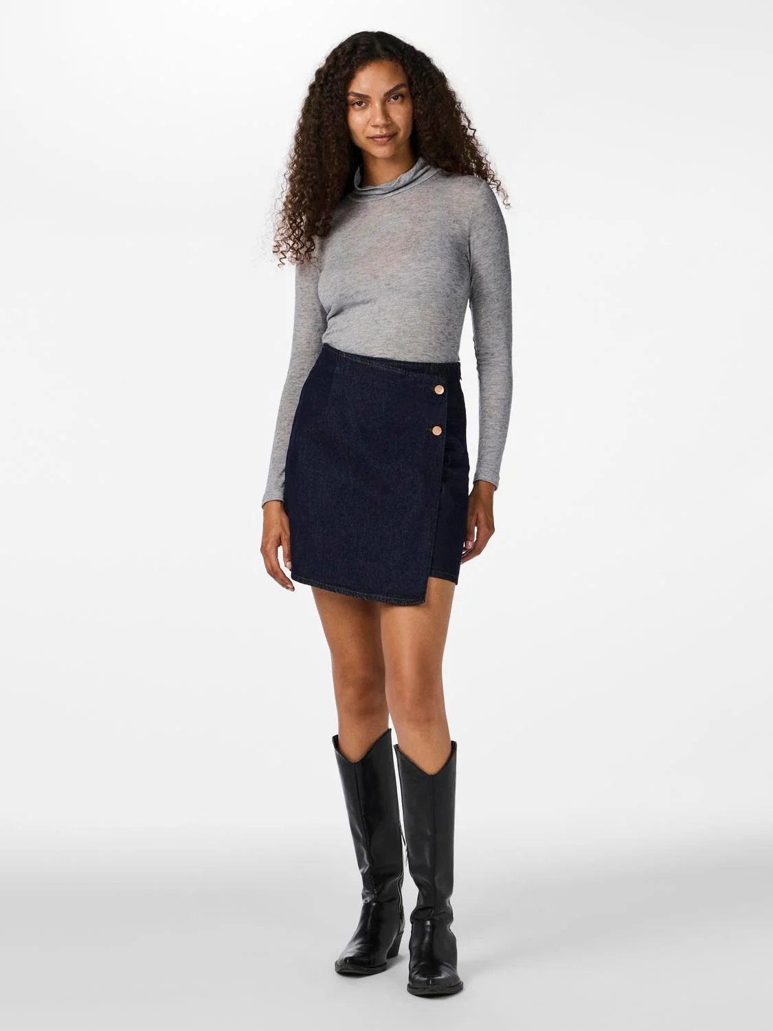 Yaswoola Ls High Neck Top Medium Grey Melange - Image 2