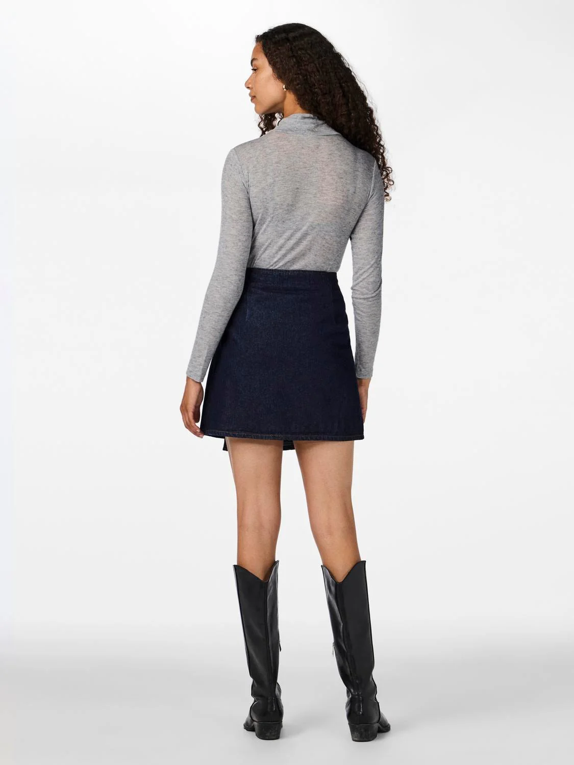 Yaswoola Ls High Neck Top Medium Grey Melange - Image 4