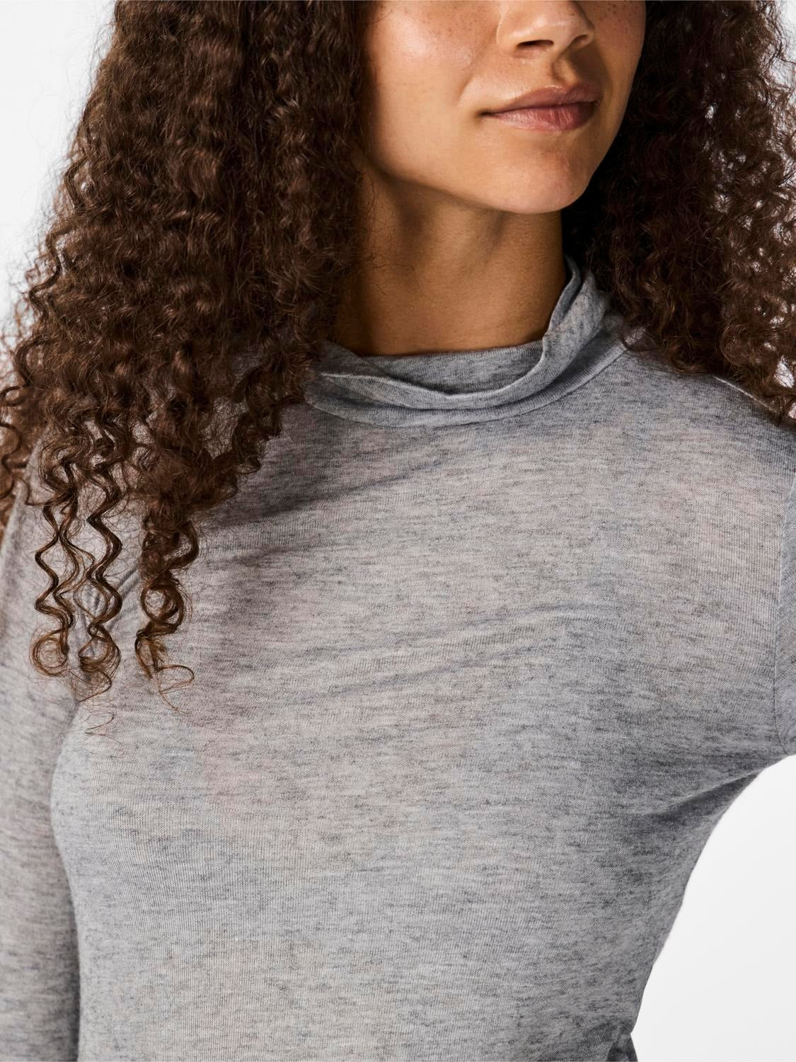 Yaswoola Ls High Neck Top Medium Grey Melange - Image 5