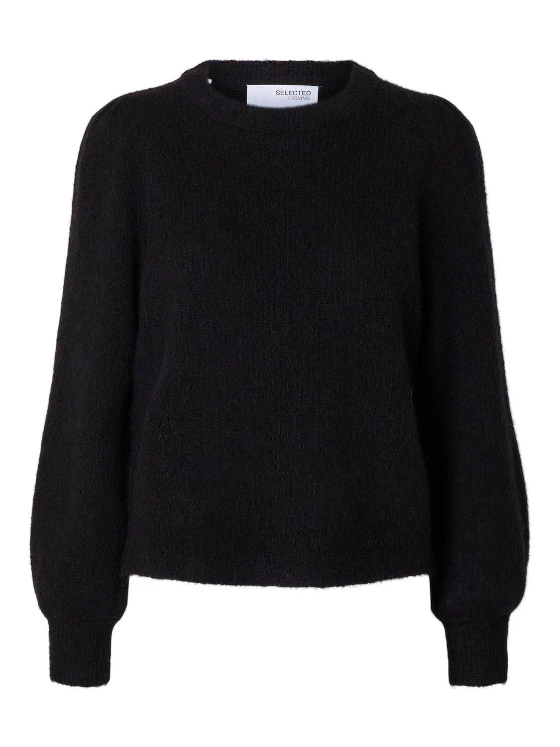 Lulu Ls Knit Rib O-Neck Black - Image 2