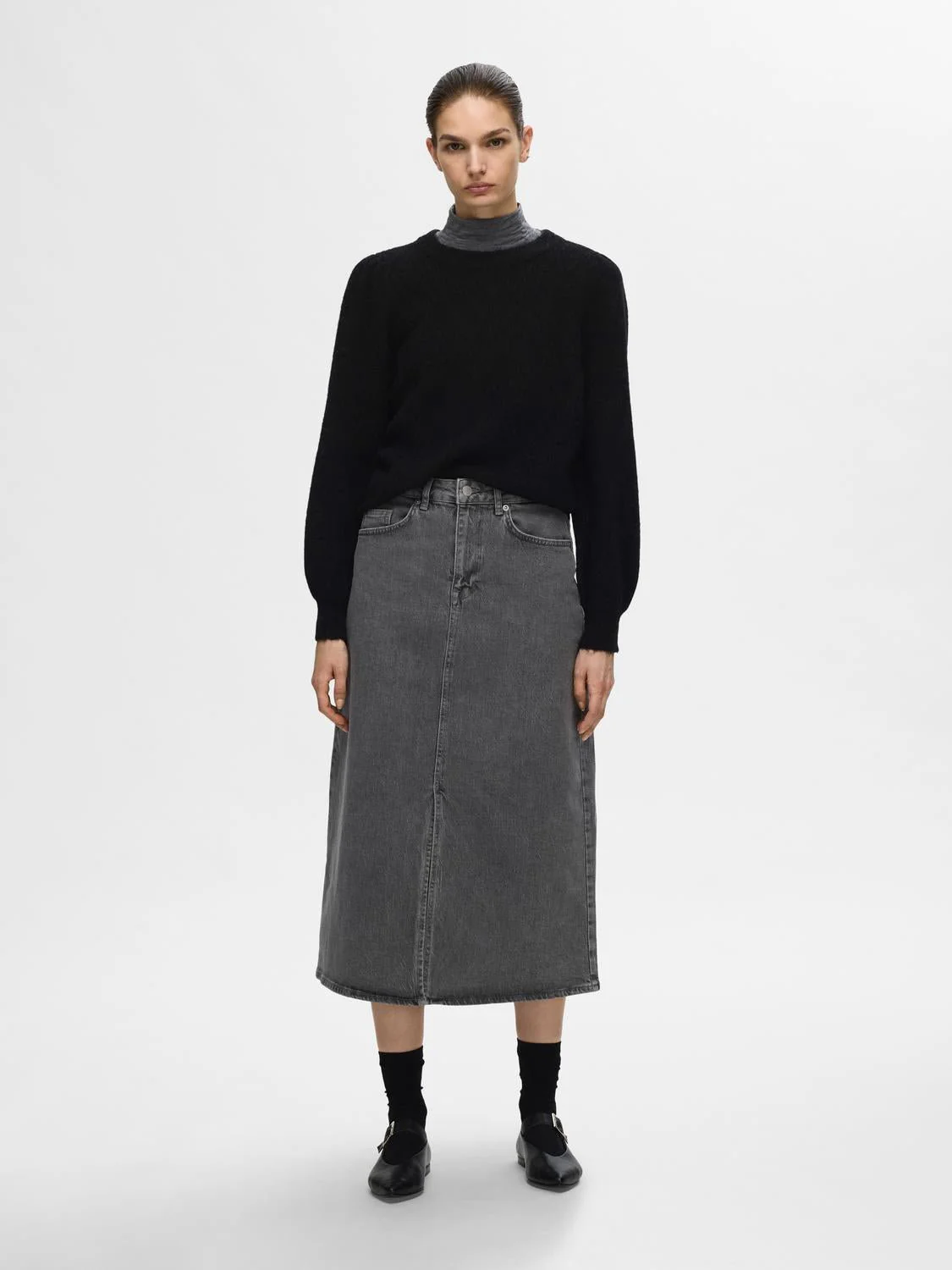 Lulu Ls Knit Rib O-Neck Black - Image 6