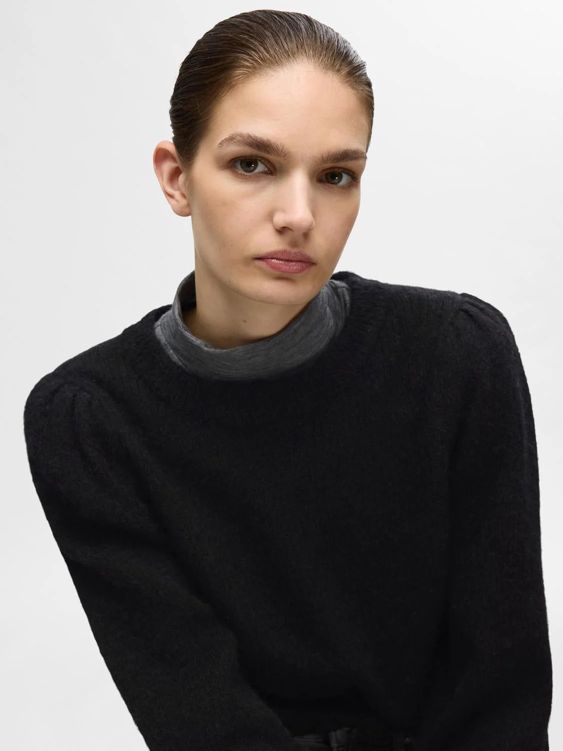 Lulu Ls Knit Rib O-Neck Black - Image 8