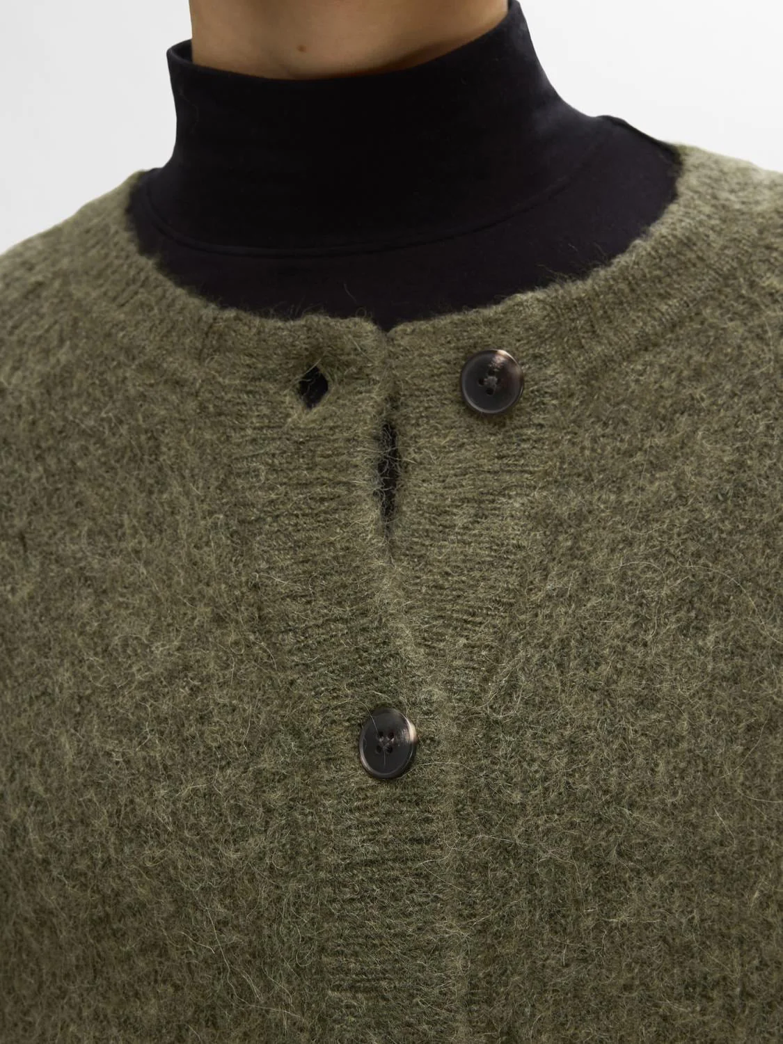 Lulu Ls Knit Short Cardigan B Kalamata Melange - Image 4