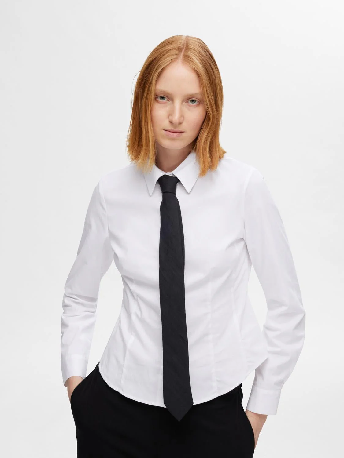 Amira Ls Fitted Shirt Bright White - Image 6