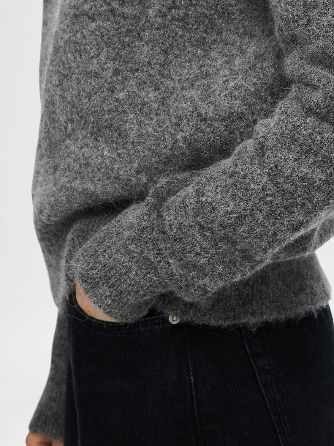 Sia Ras Ls Knit O-Neck Medium Grey Melange - Image 4