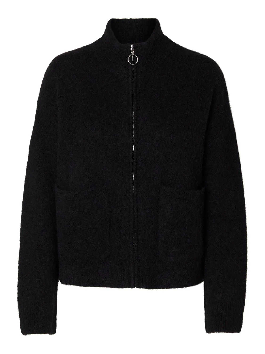 Sia Ras Ls Knit Zipper Cardigan Black - Image 2