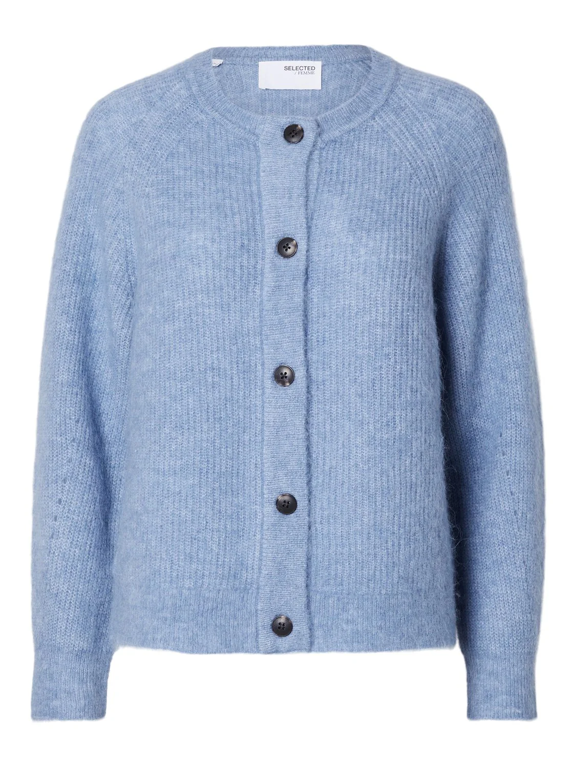 Lulu Ls Knit Short Cardigan B Endless Sky Melange
