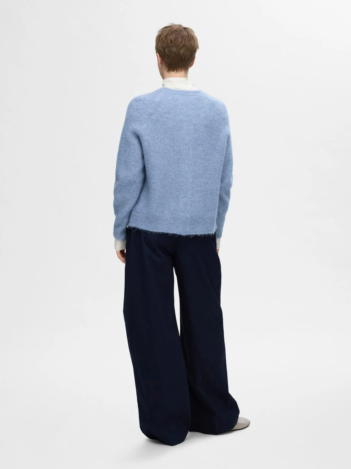 Lulu Ls Knit Short Cardigan B Endless Sky Melange - Image 3