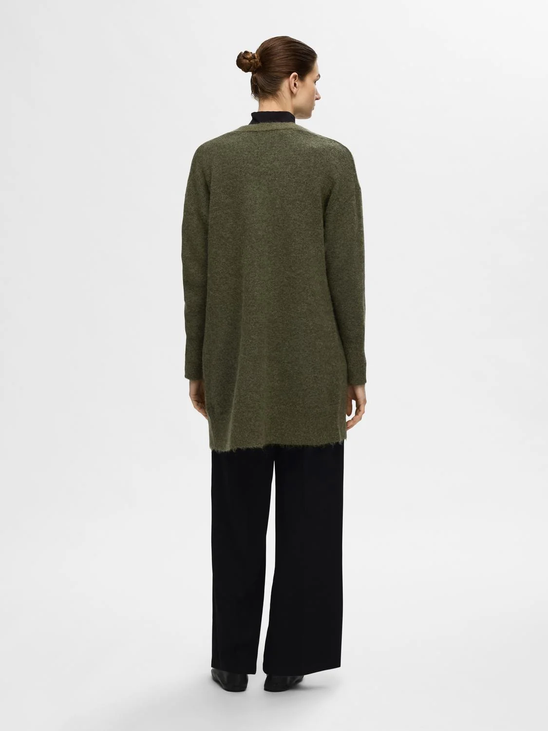 Lulu New Ls Knit Long Cardigan B Kalamata Melange - Image 5
