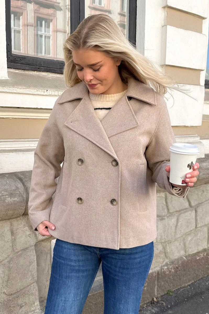 Alma Short Wool Jacket Sandshell Melange