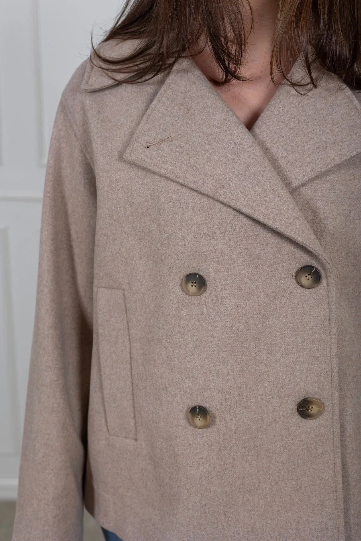 Alma Short Wool Jacket Sandshell Melange - Image 8