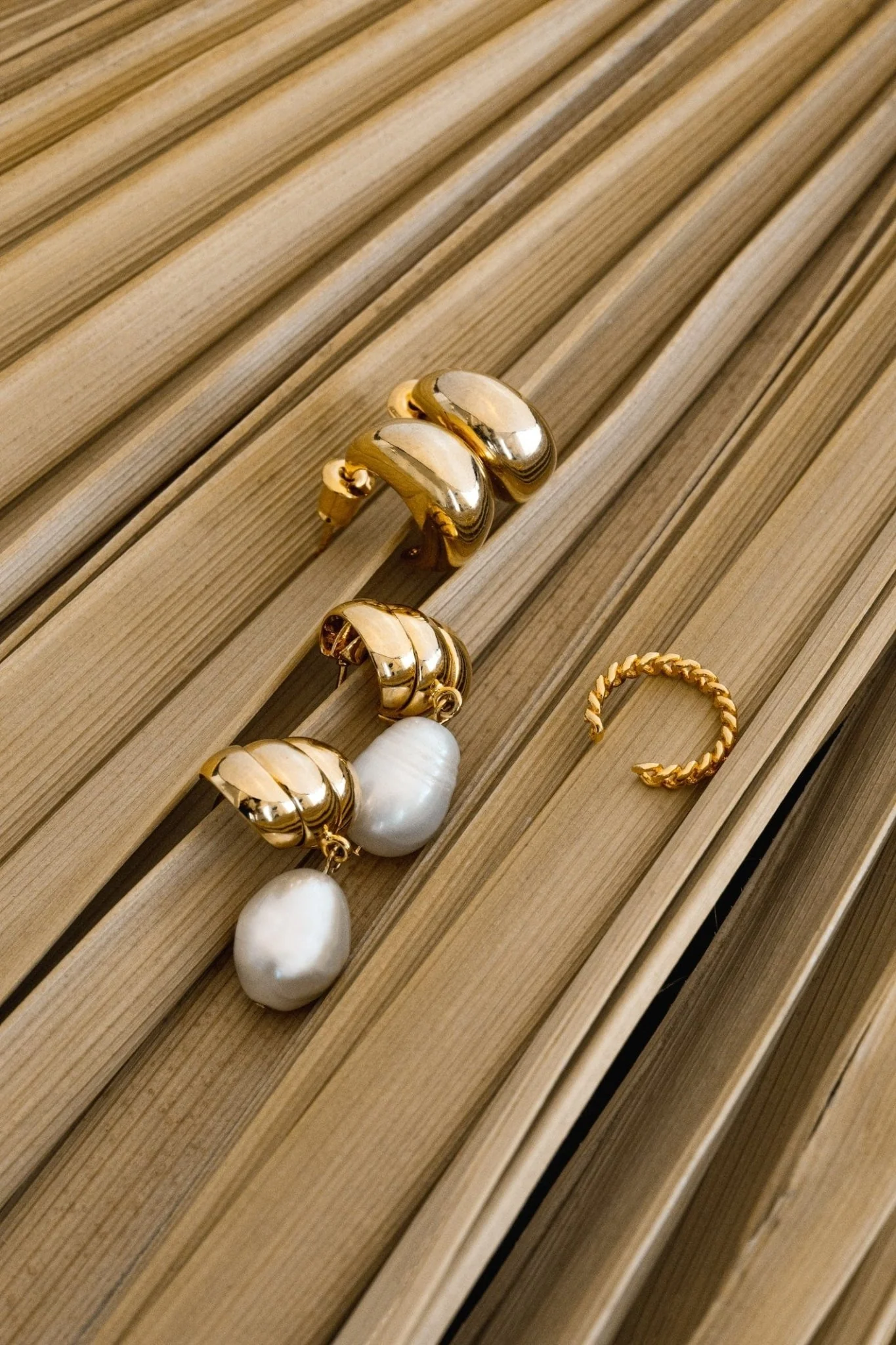 Tapered Domed Hoop Pale Gold - Image 4