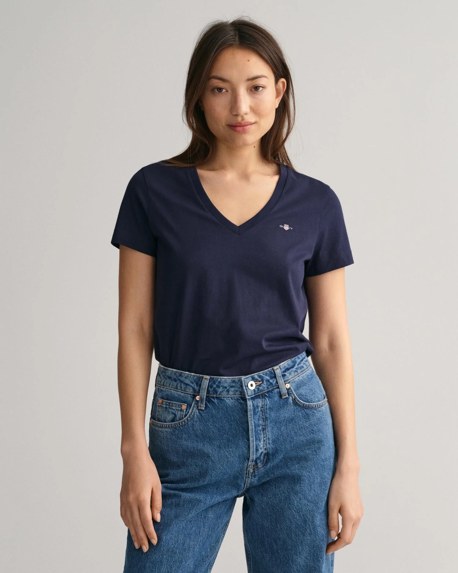 Shield V-Neck T-Shirt Evening Blue
