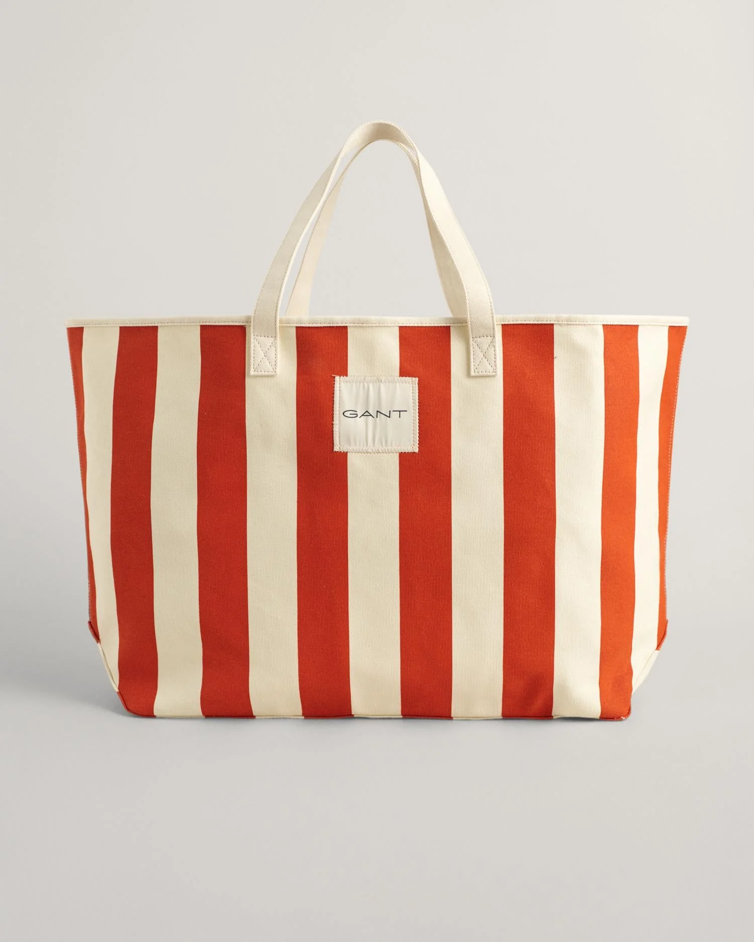 Striped Canvas Beach Bag Pumpkin Orange