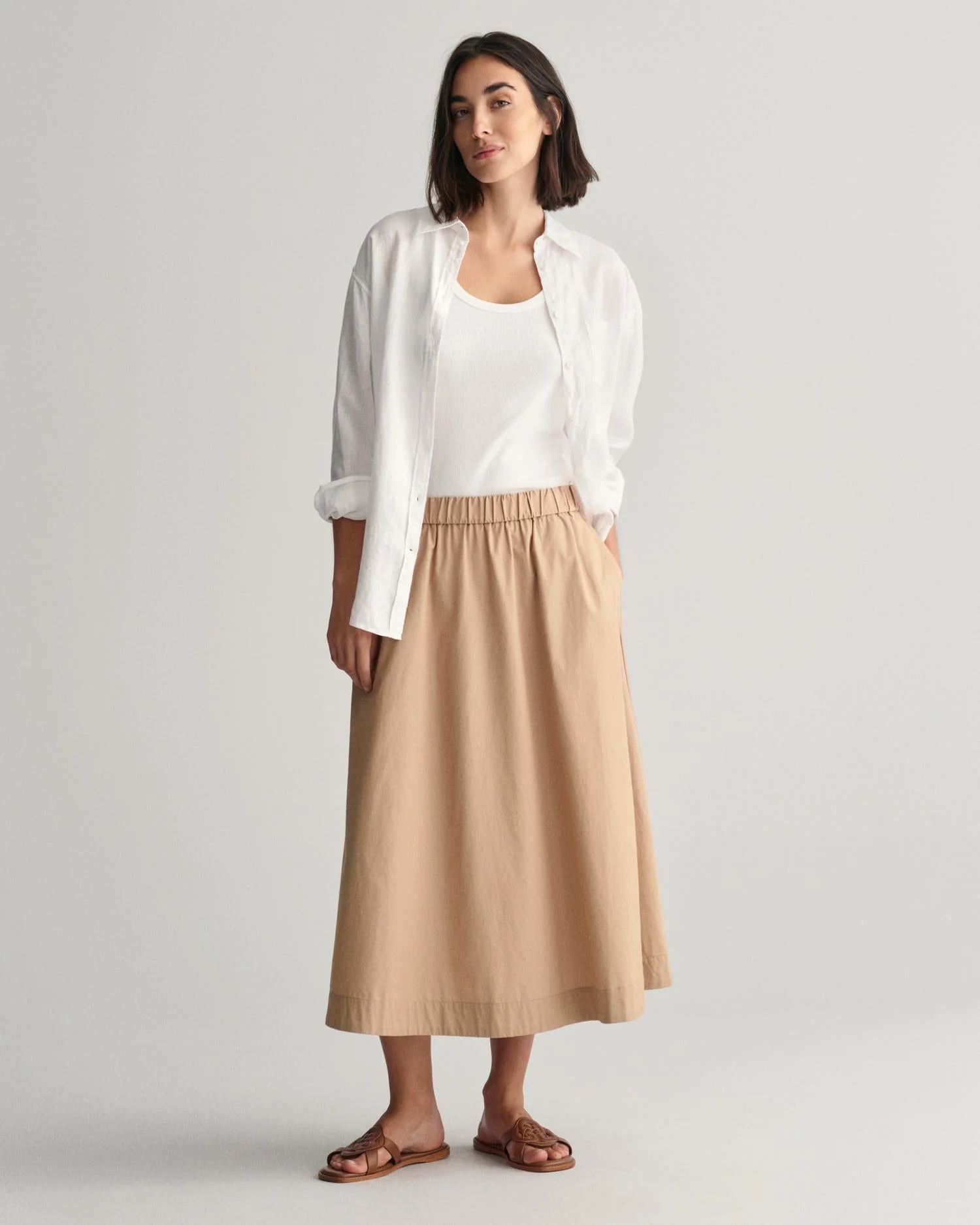 Lightweight Chino Skirt Dark Khaki - Image 3