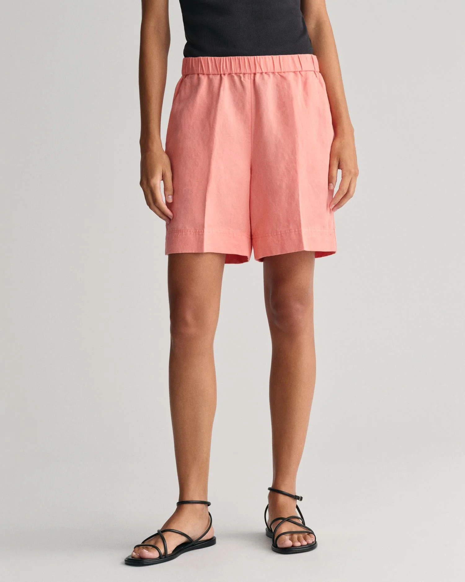 Relaxed Fit Linen Blend Pull-On Shorts Peachy Pink