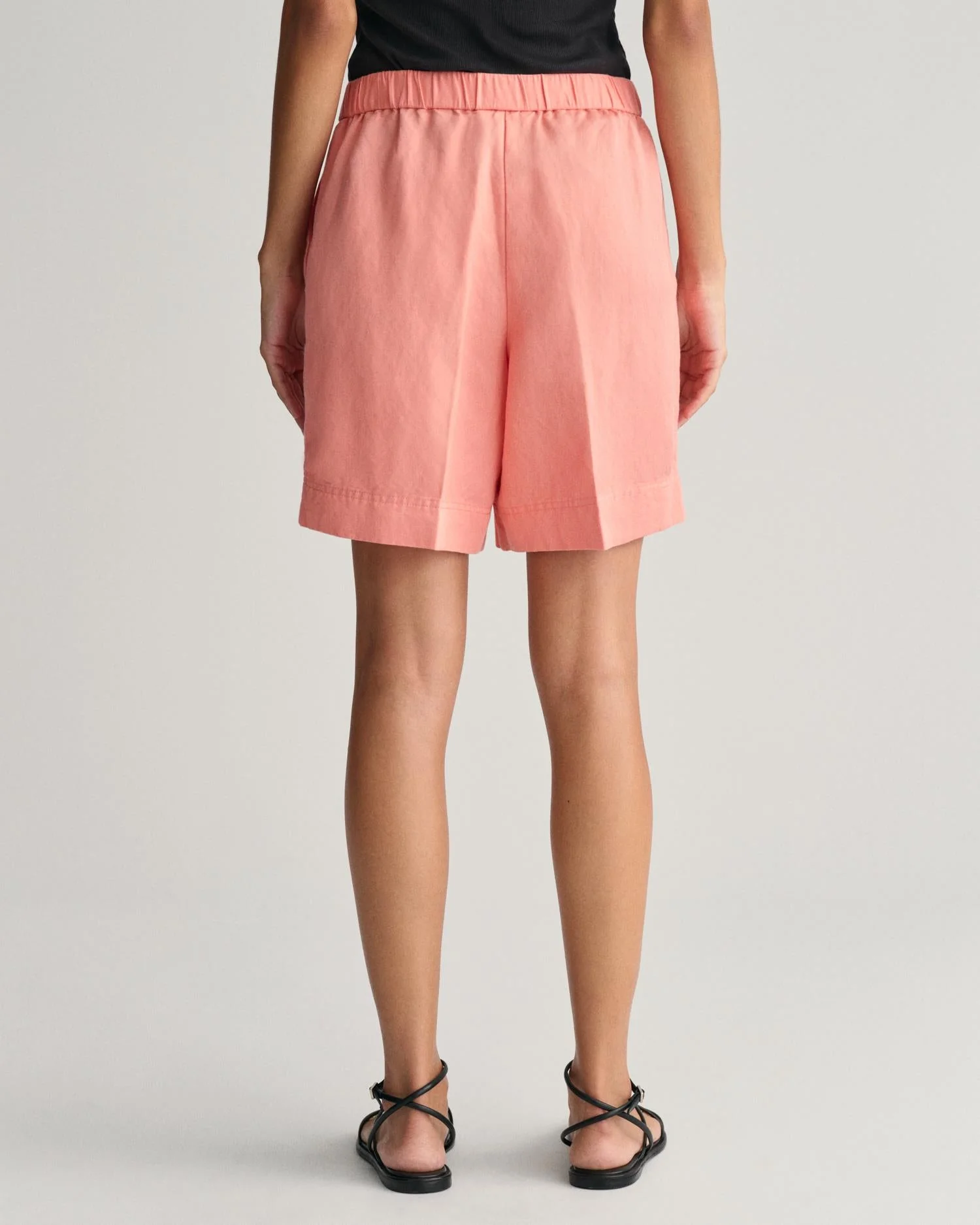 Relaxed Fit Linen Blend Pull-On Shorts Peachy Pink - Image 4