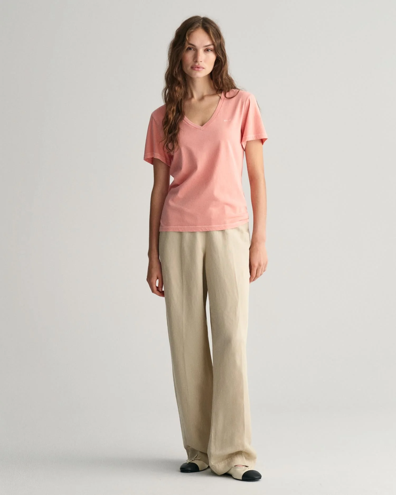 Sunfaded V-Neck T-Shirt Peachy Pink - Image 3
