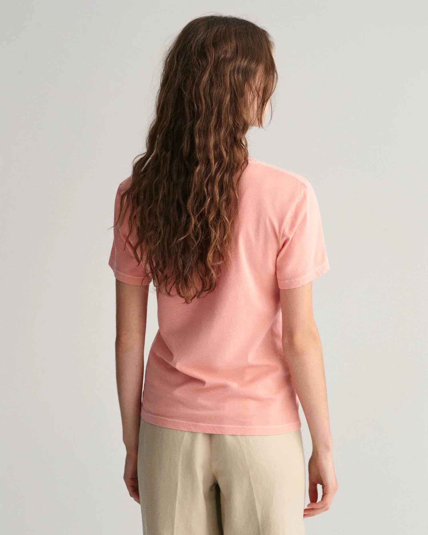 Sunfaded V-Neck T-Shirt Peachy Pink - Image 5