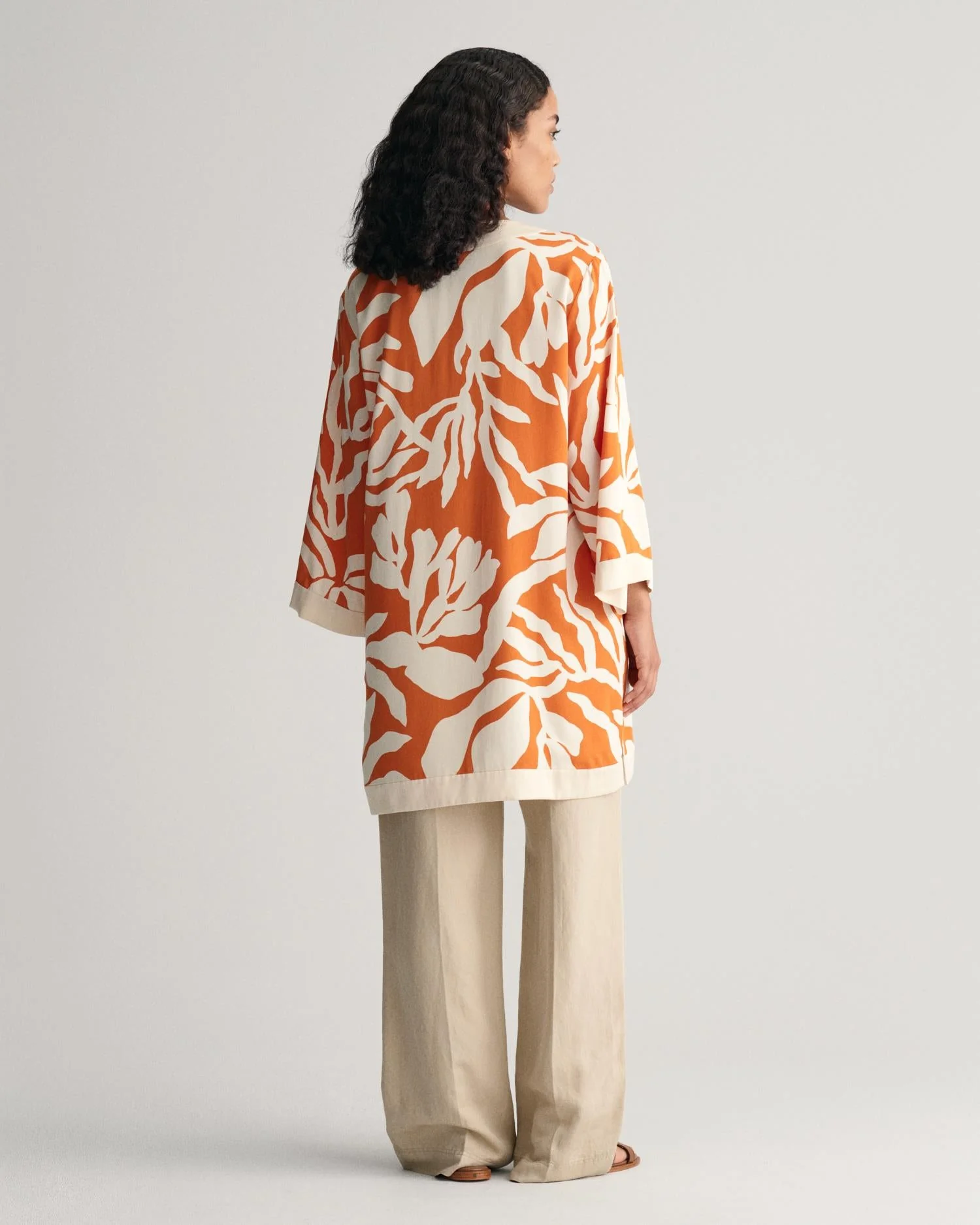 Palm Print Caftan Pumpkin Orange - Image 5