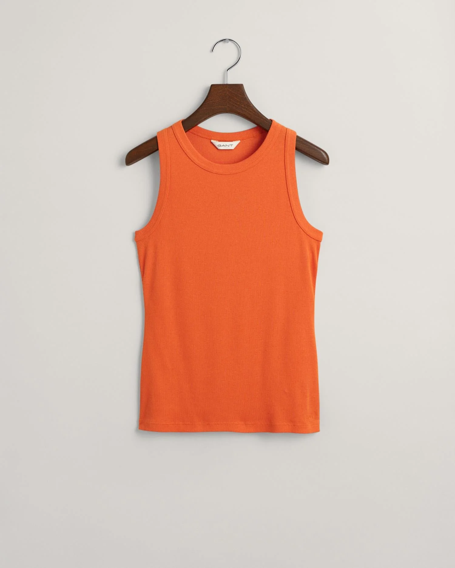 High Neck Ribbed Tank Top Pumpkin Orange - Image 2