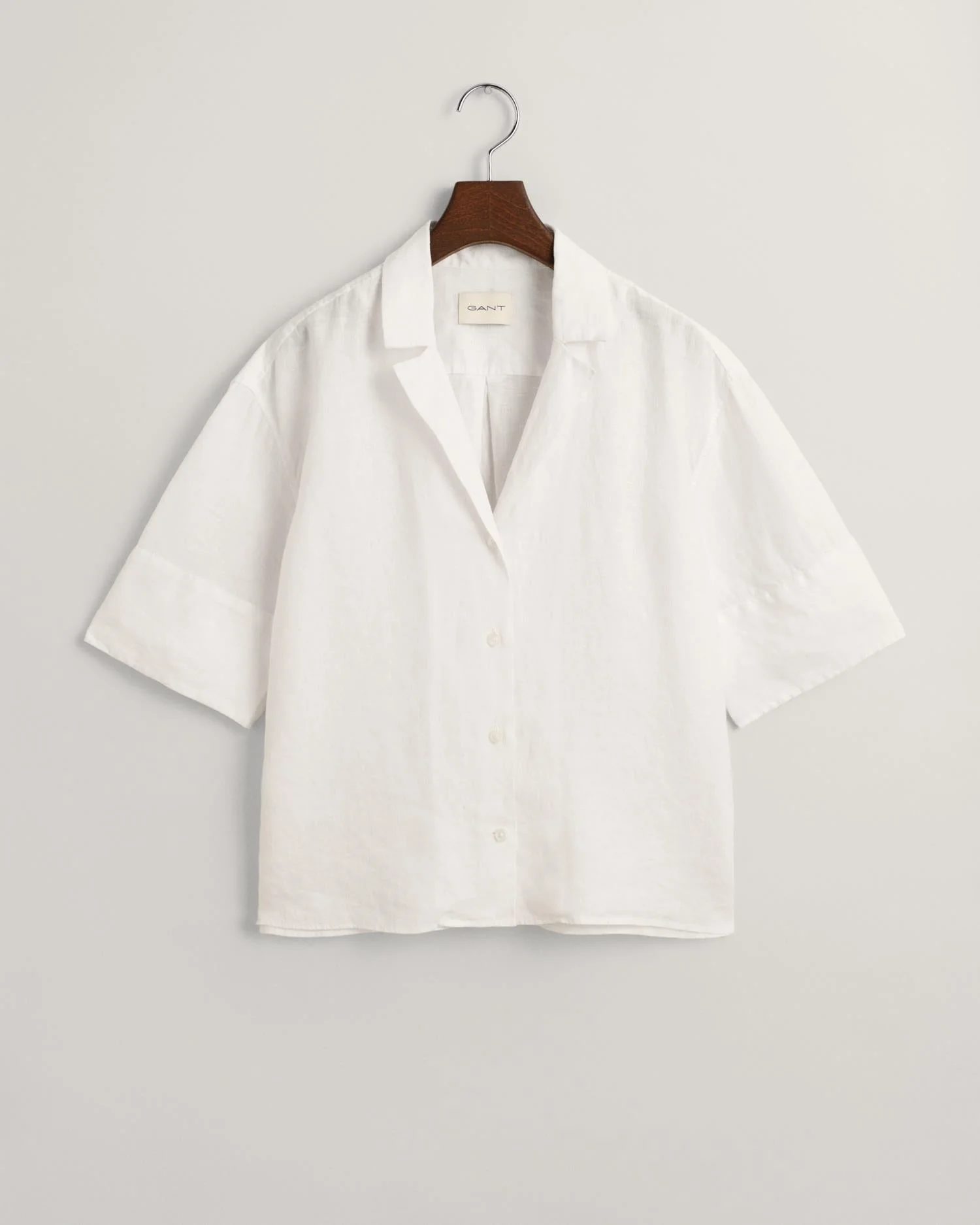 Relaxed Fit Linen Short Sleeve Shirt White