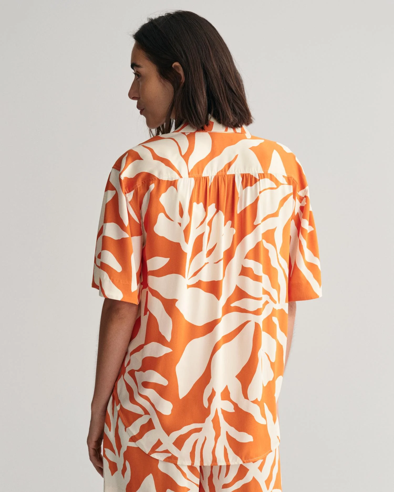 Relaxed Fit Palm Print Short Sleeve Shirt Pumpkin Orange - Image 3