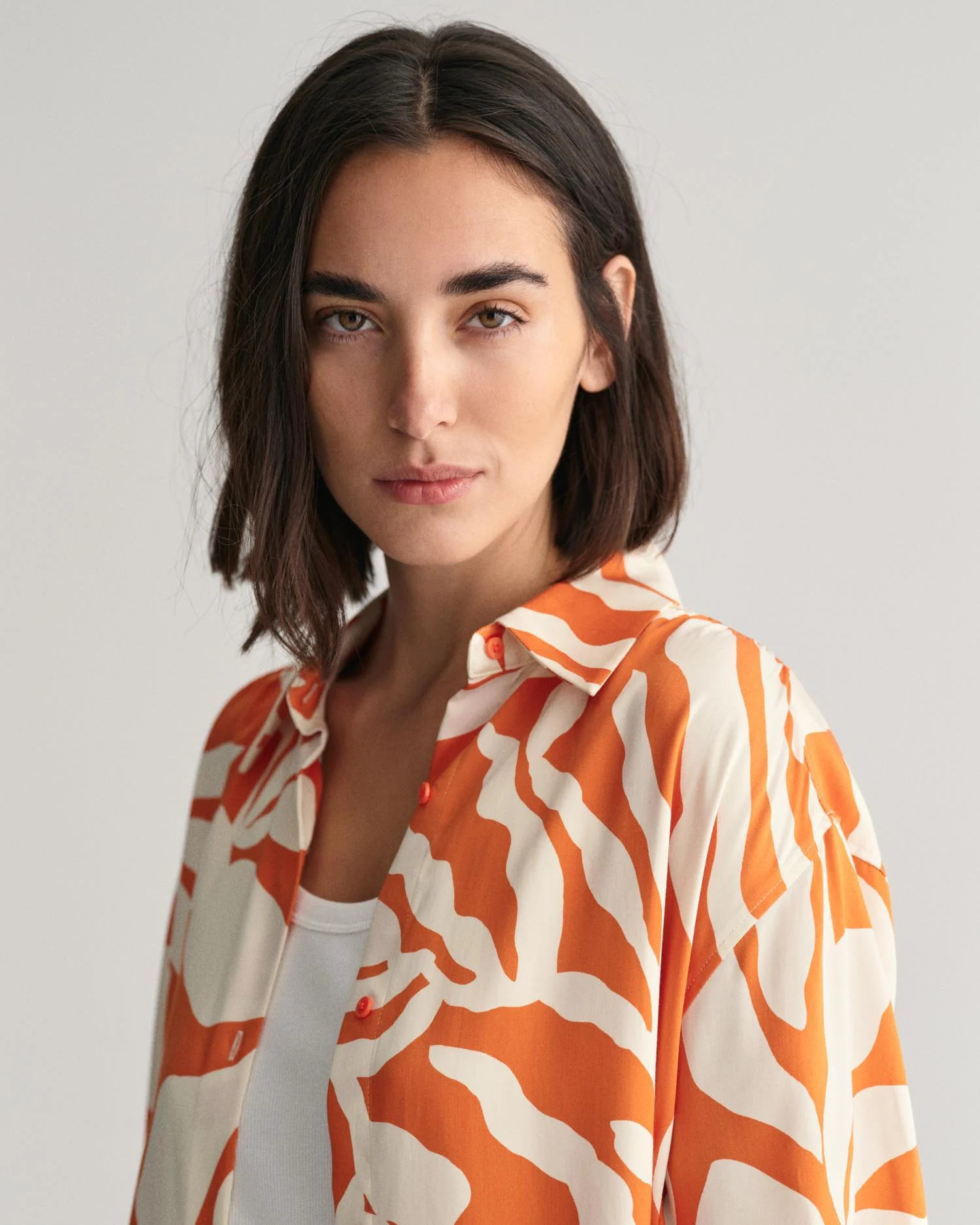 Relaxed Fit Palm Print Short Sleeve Shirt Pumpkin Orange - Image 4