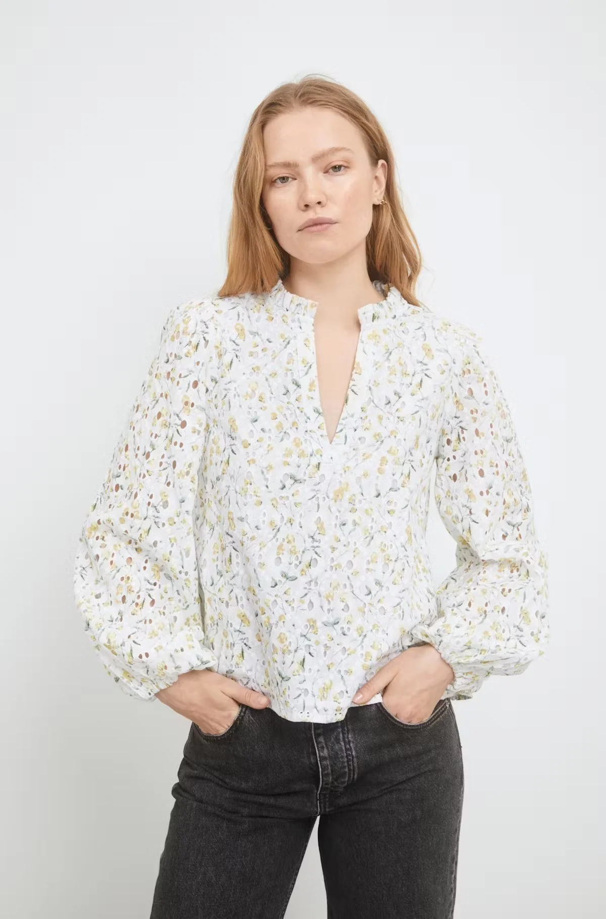 Karro Blouse Yellow Branch Print