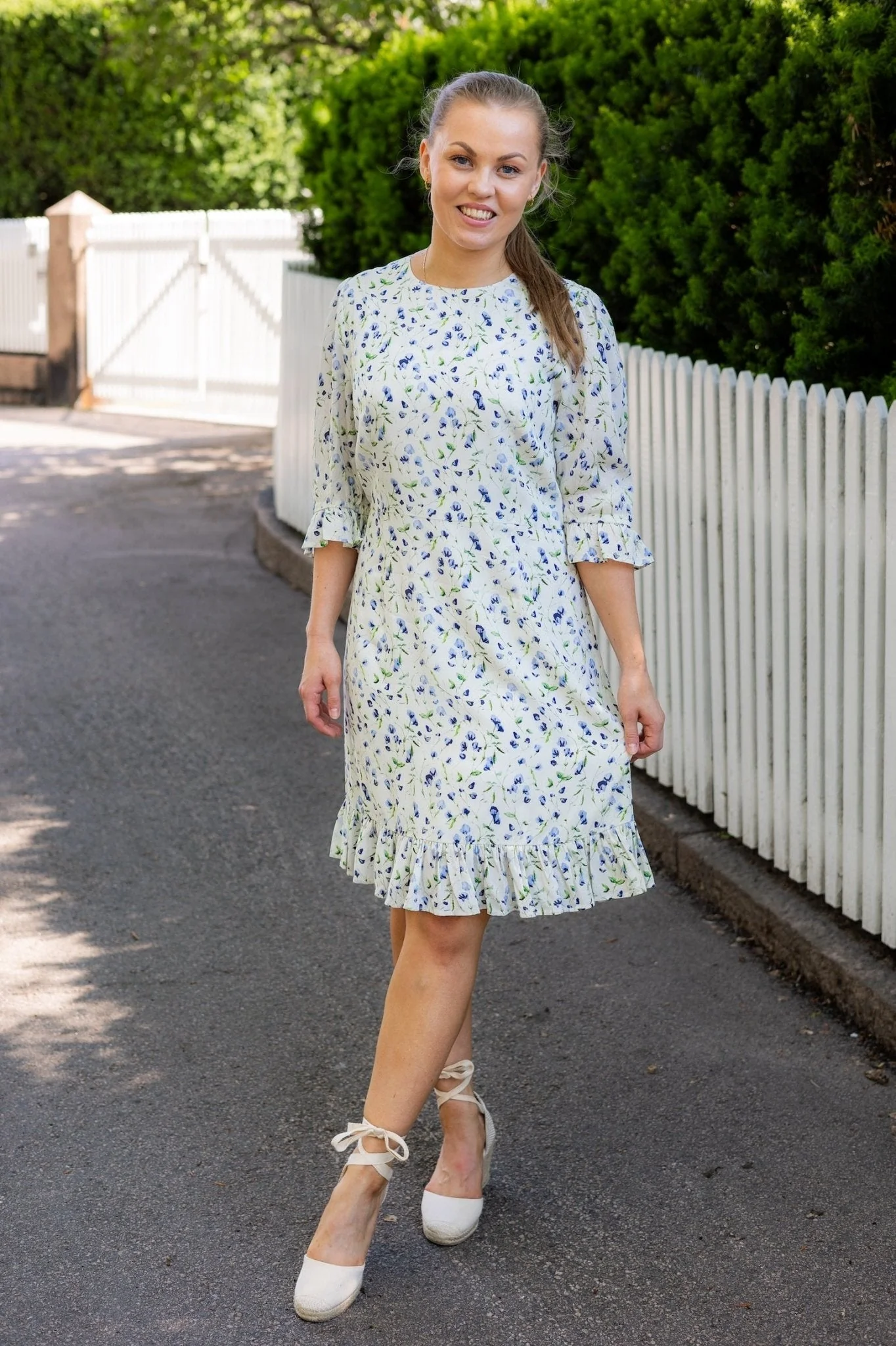 Annabella Dress Blue Branch Print