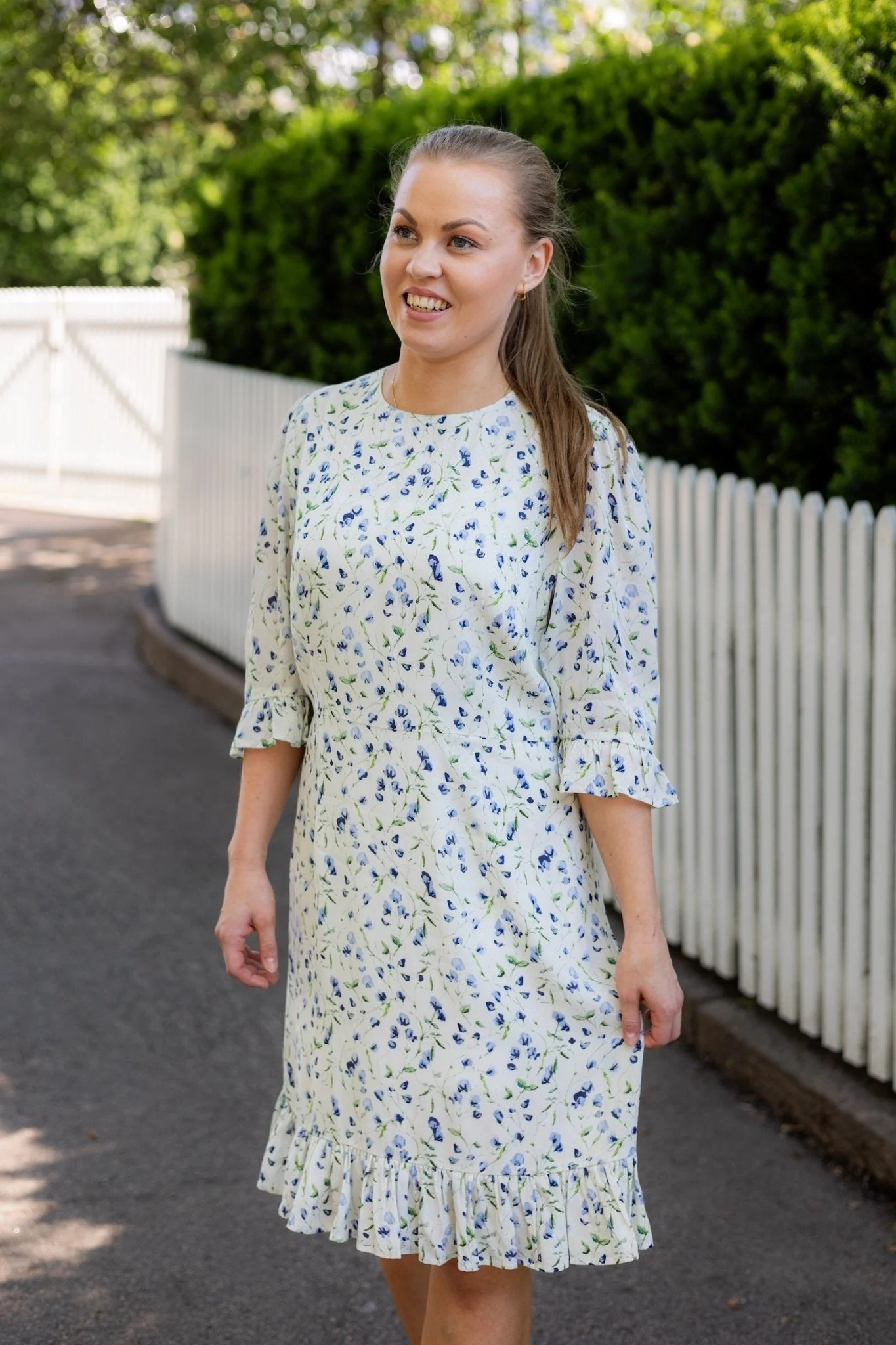 Annabella Dress Blue Branch Print - Image 2