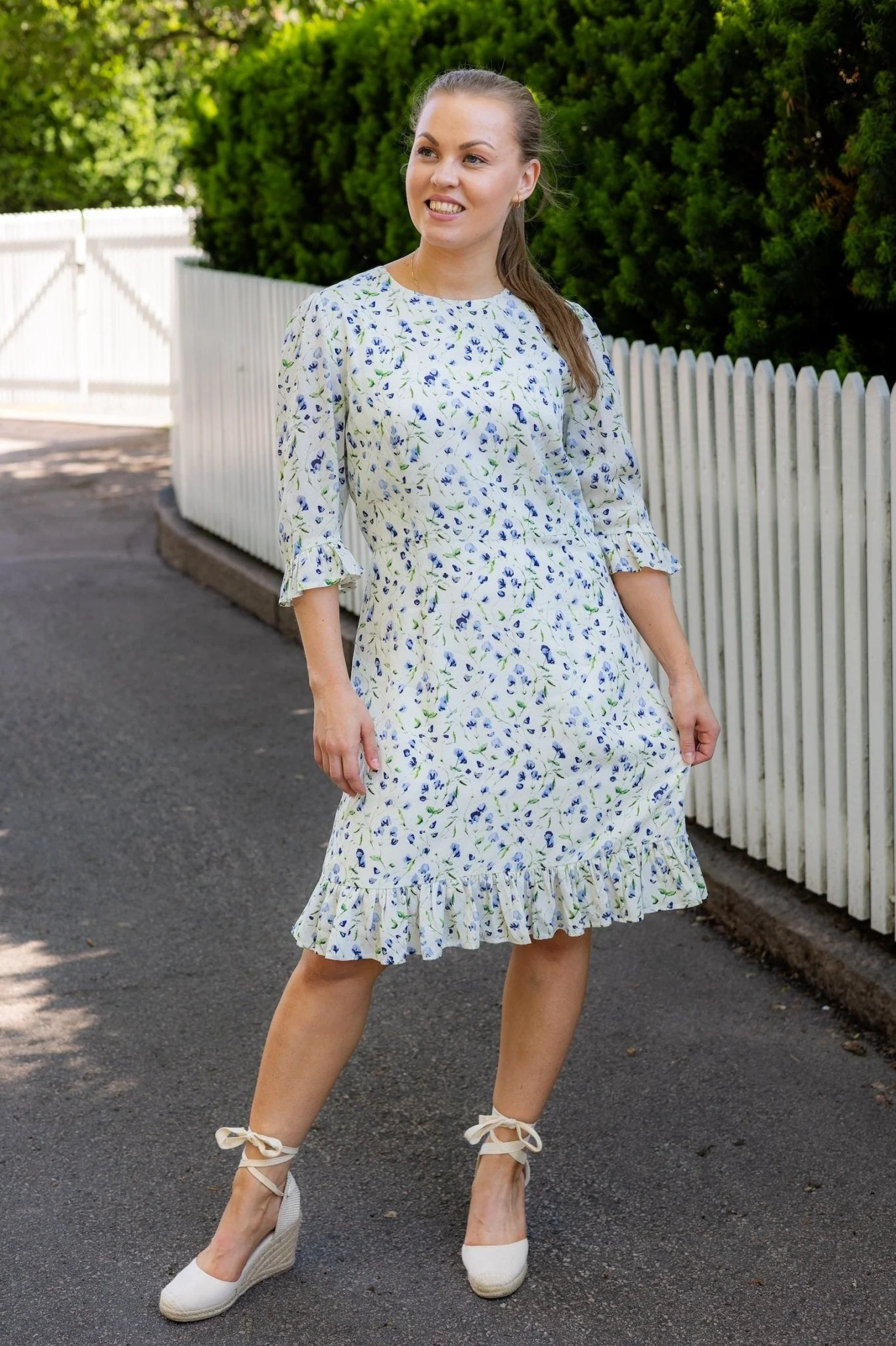 Annabella Dress Blue Branch Print - Image 4