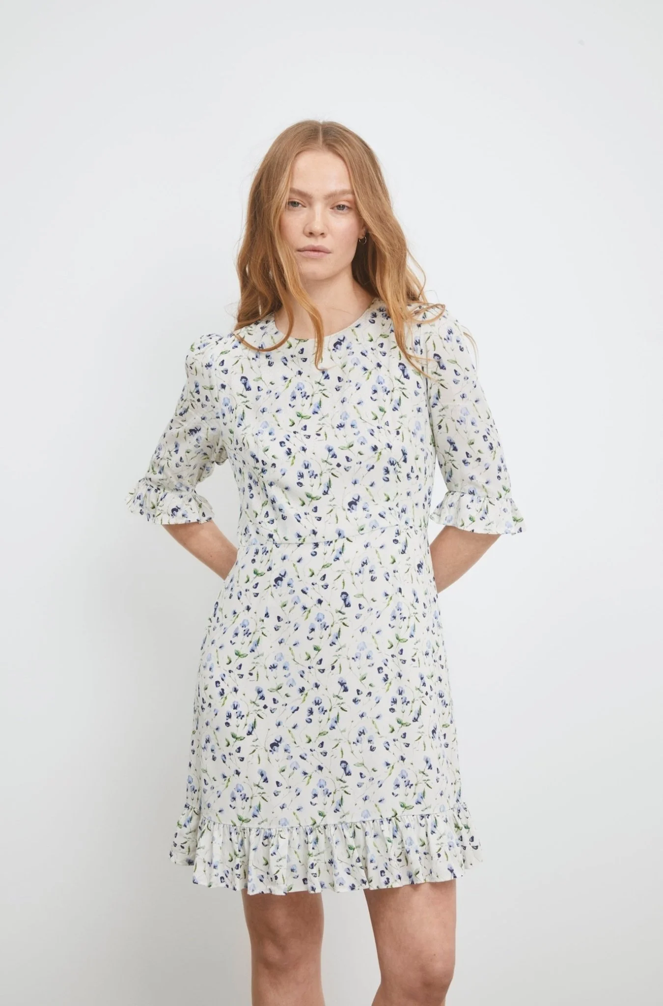 Annabella Dress Blue Branch Print - Image 6