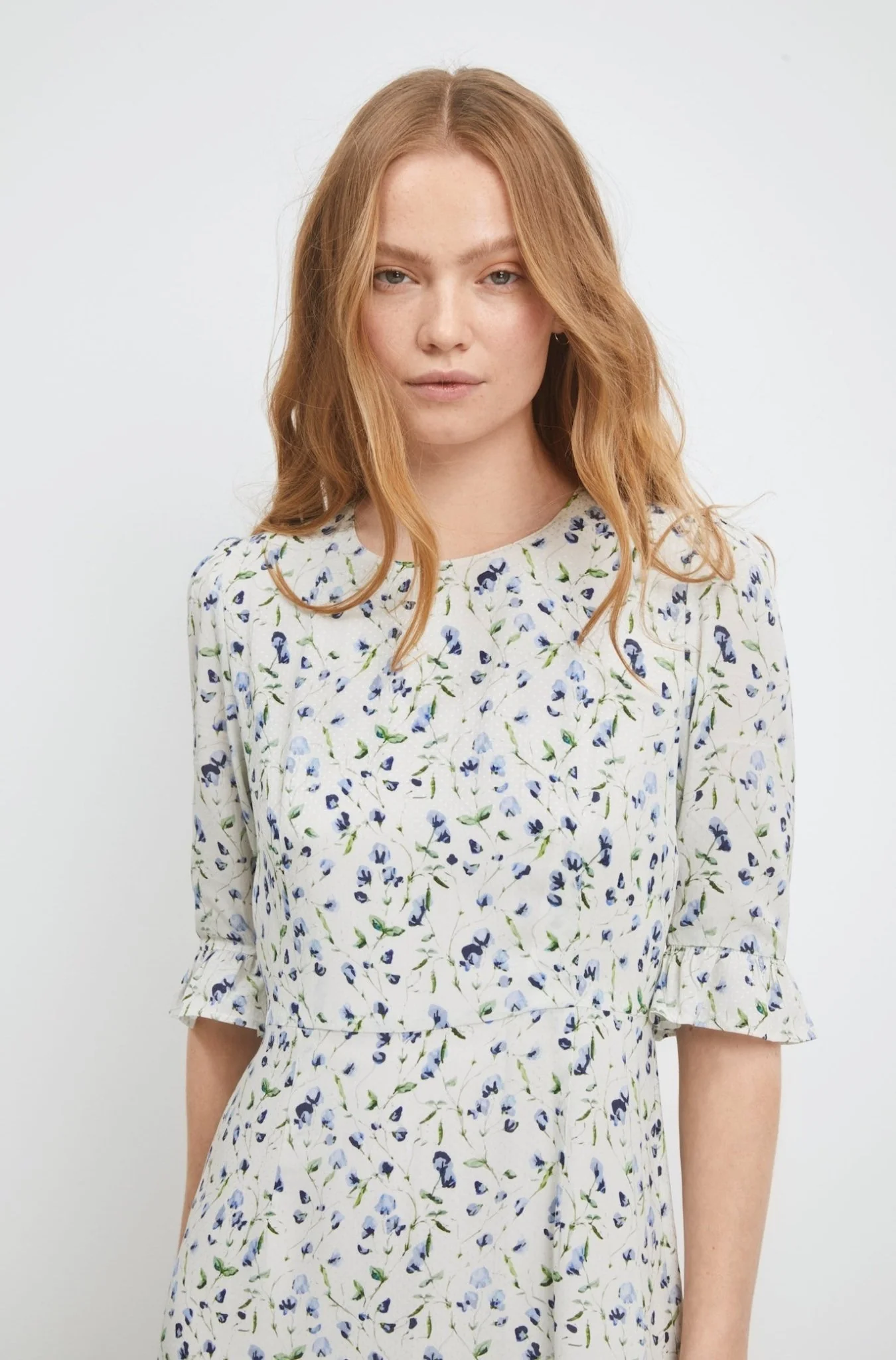 Annabella Dress Blue Branch Print - Image 8