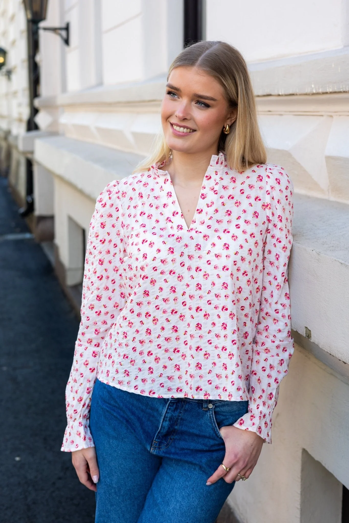 Jenny Crepe Blouse White Berry Print