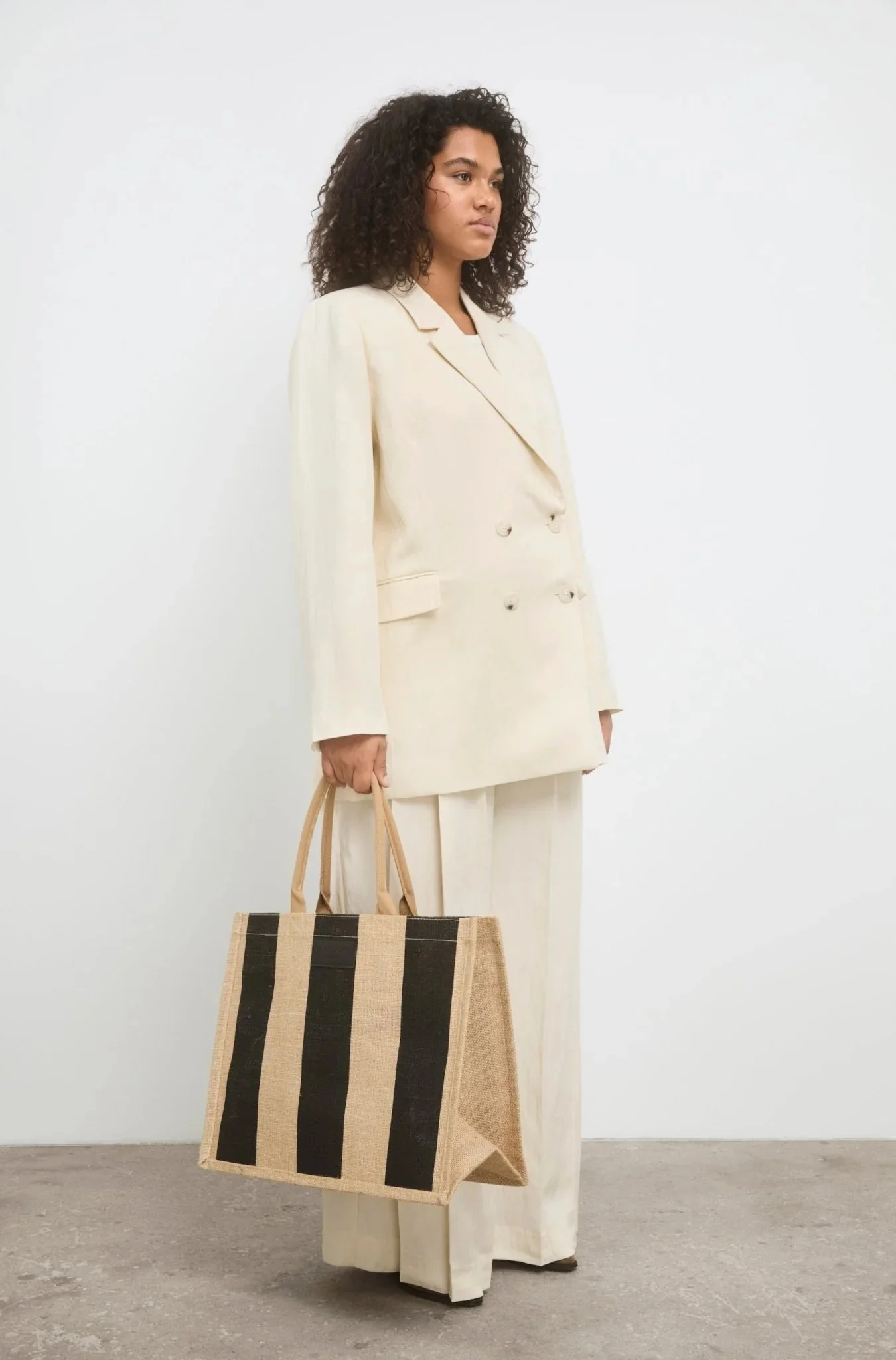 Market Bag Large Black Stripe