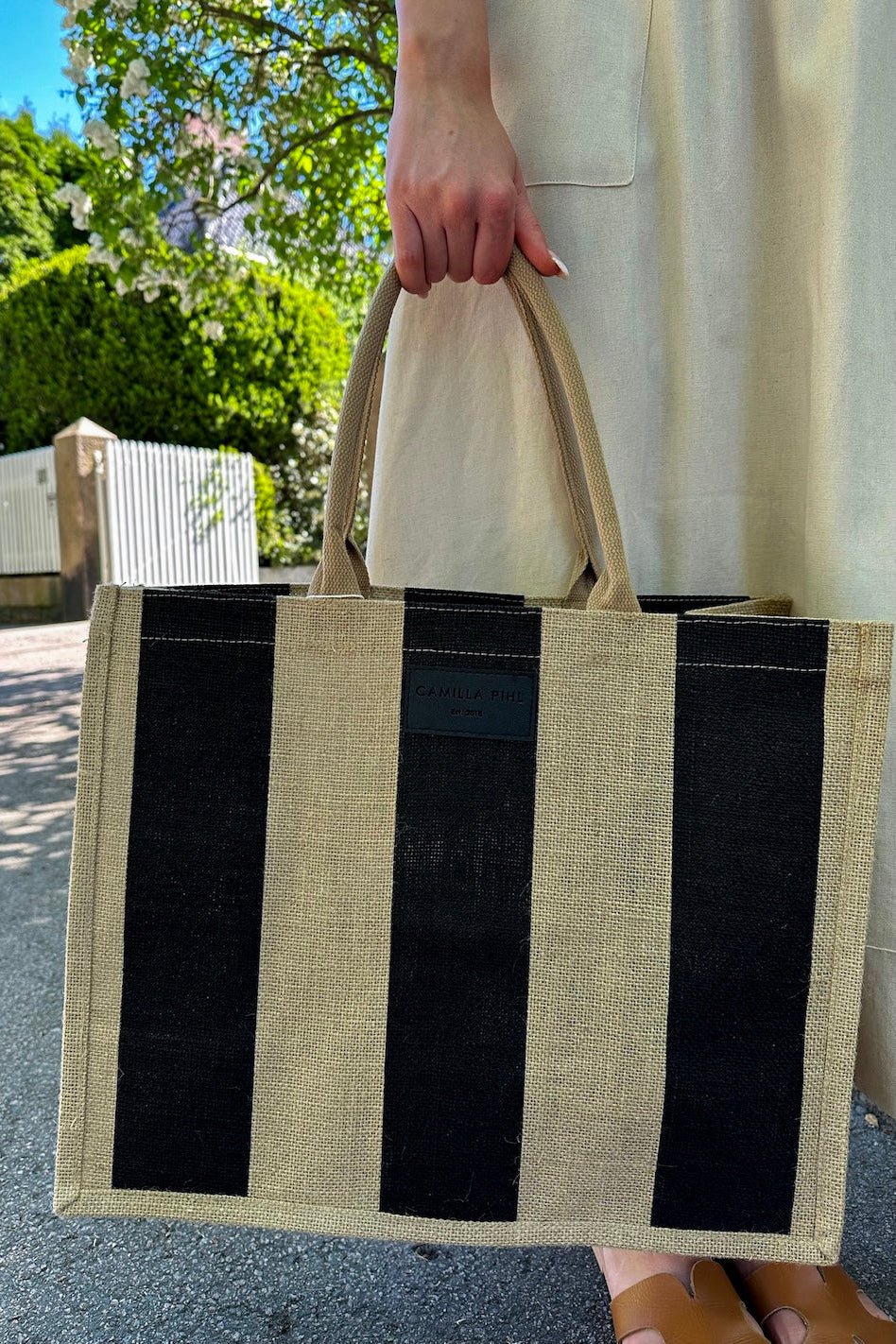 Market Bag Large Black Stripe - Image 3