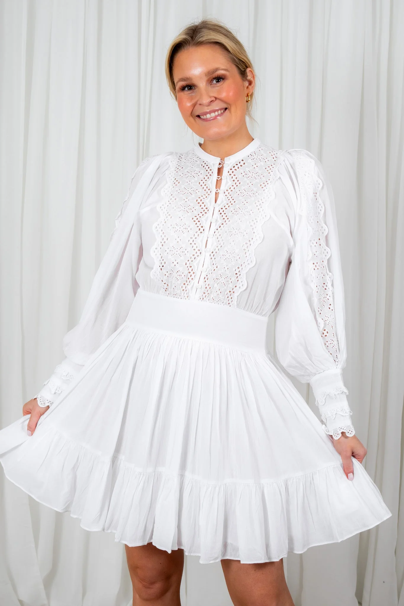 Cotton Slub Mini Dress Perfect White