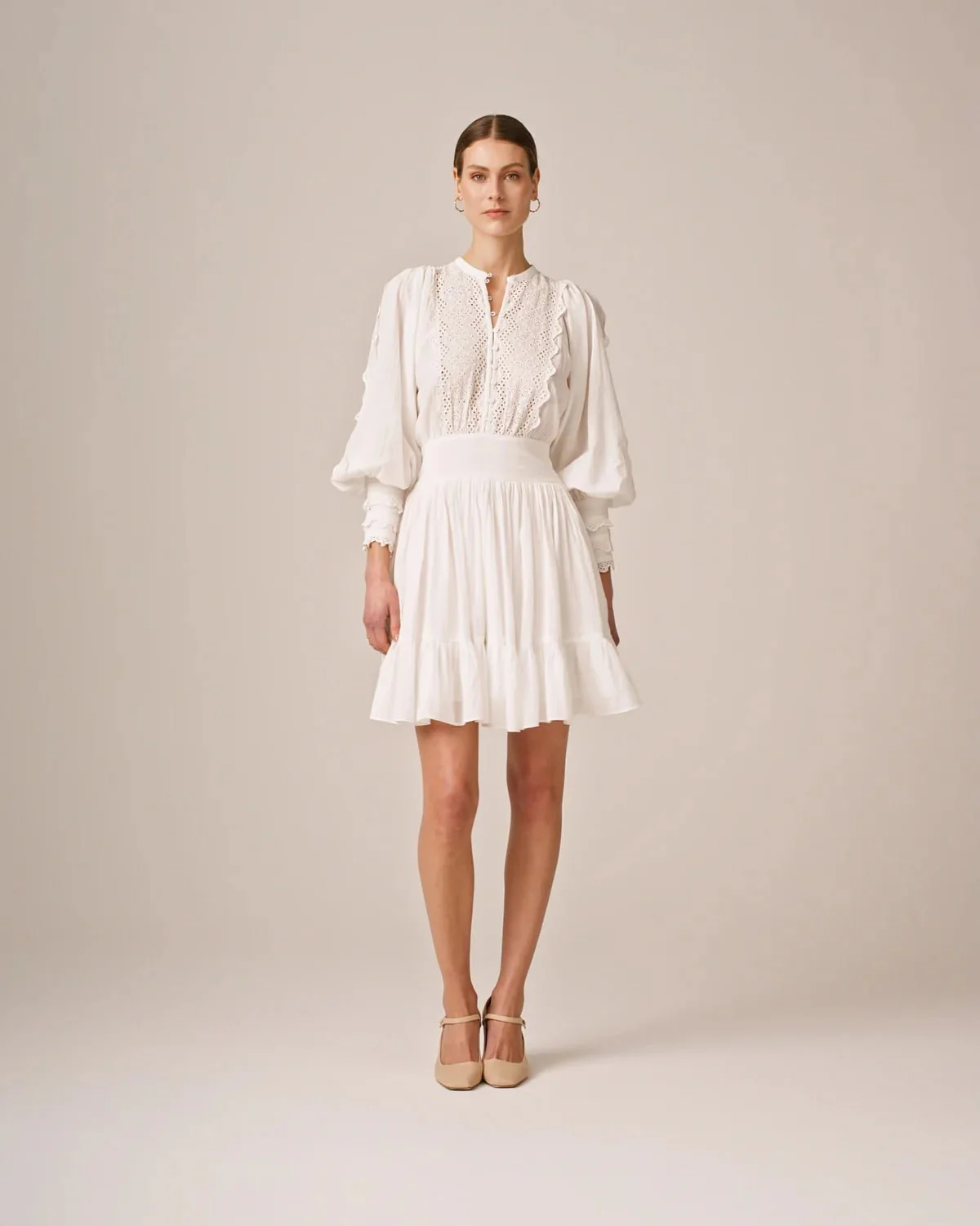 Cotton Slub Mini Dress Perfect White - Image 7