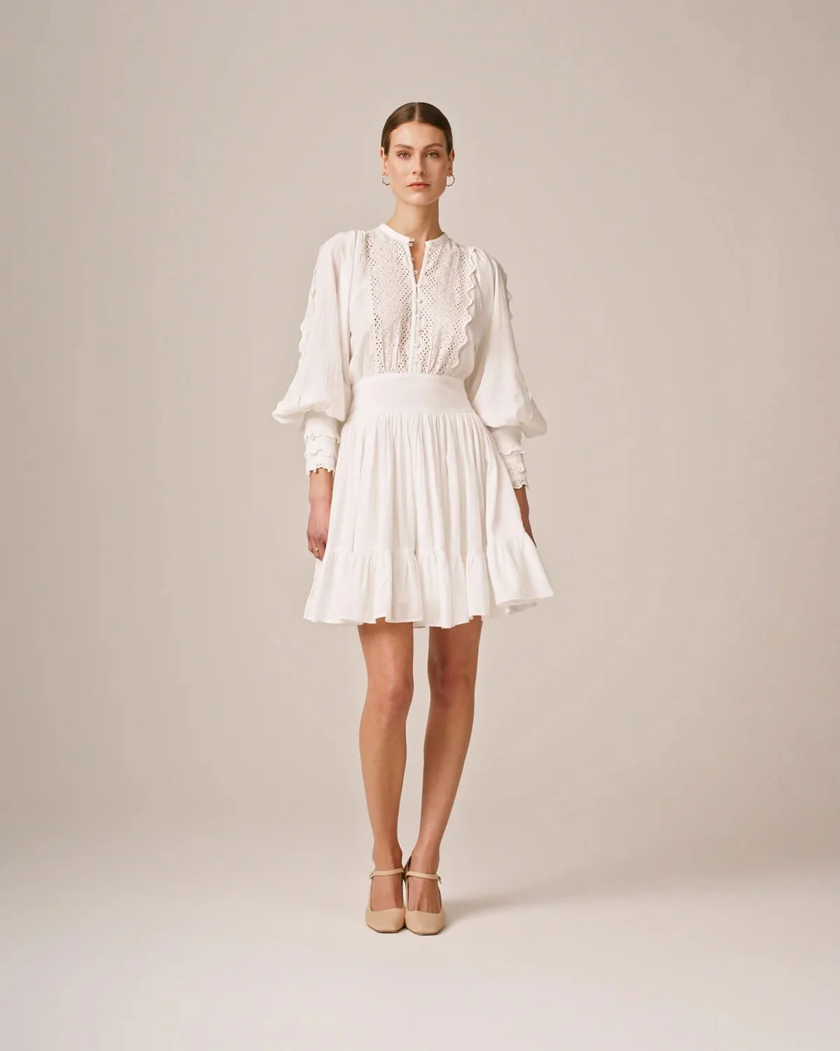 Cotton Slub Mini Dress Perfect White - Image 8