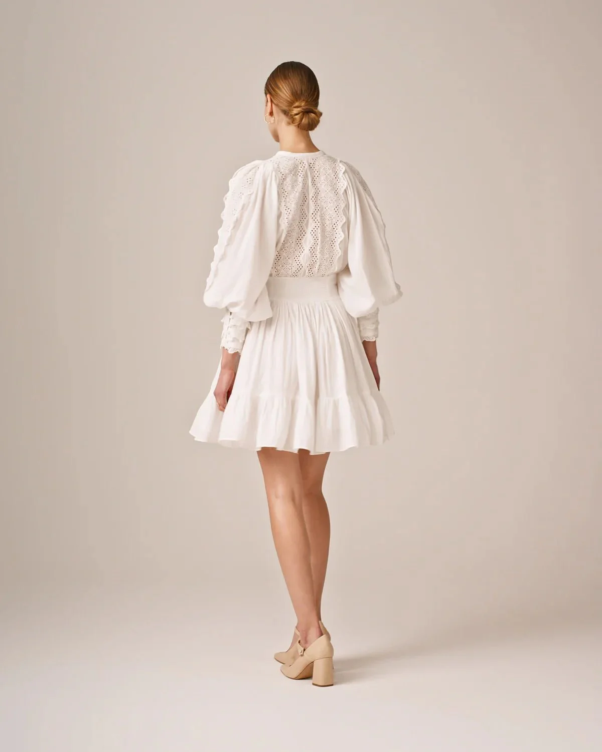 Cotton Slub Mini Dress Perfect White - Image 9
