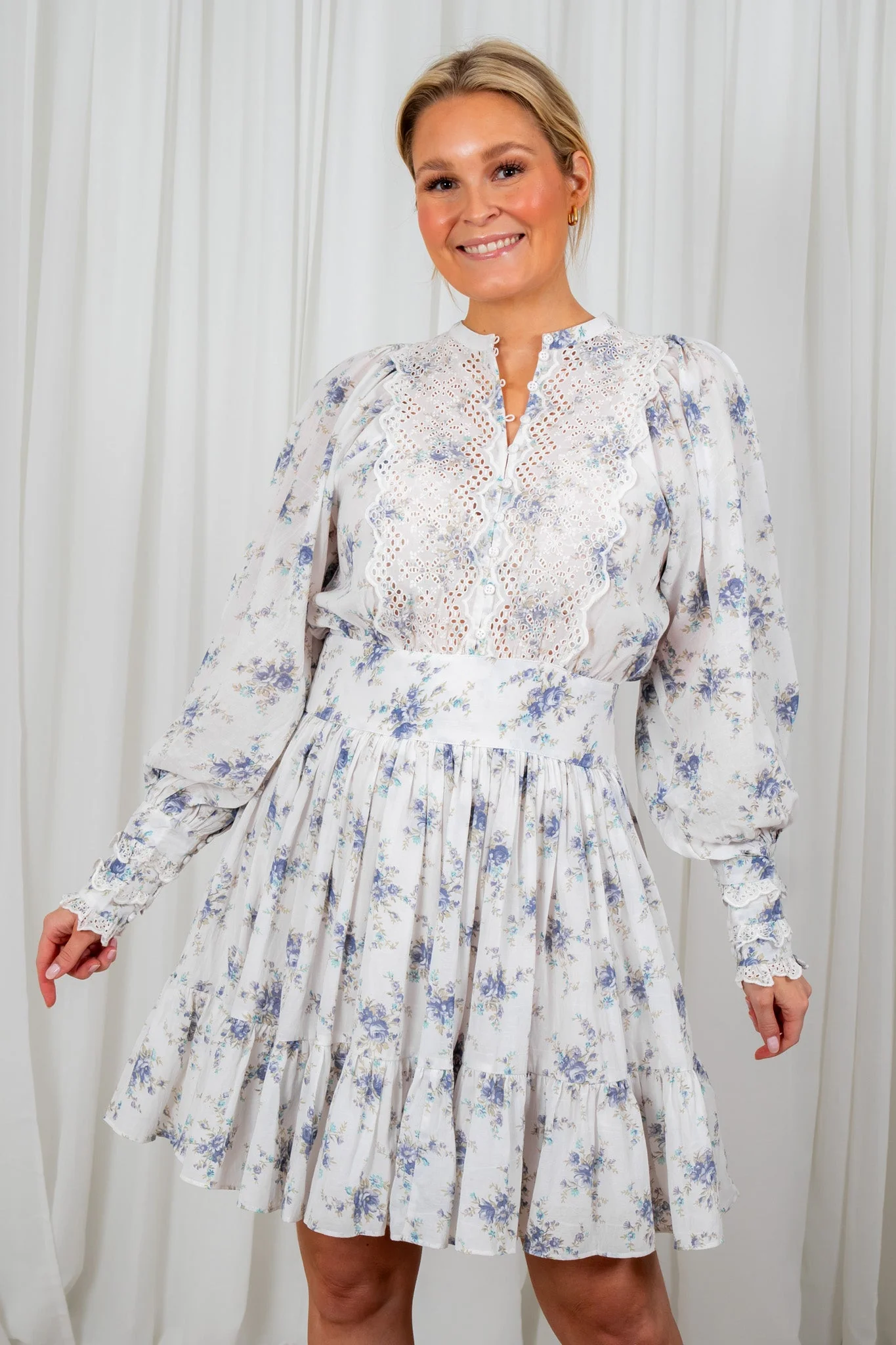 Cotton Slub Mini Dress Flower Buds - Image 3