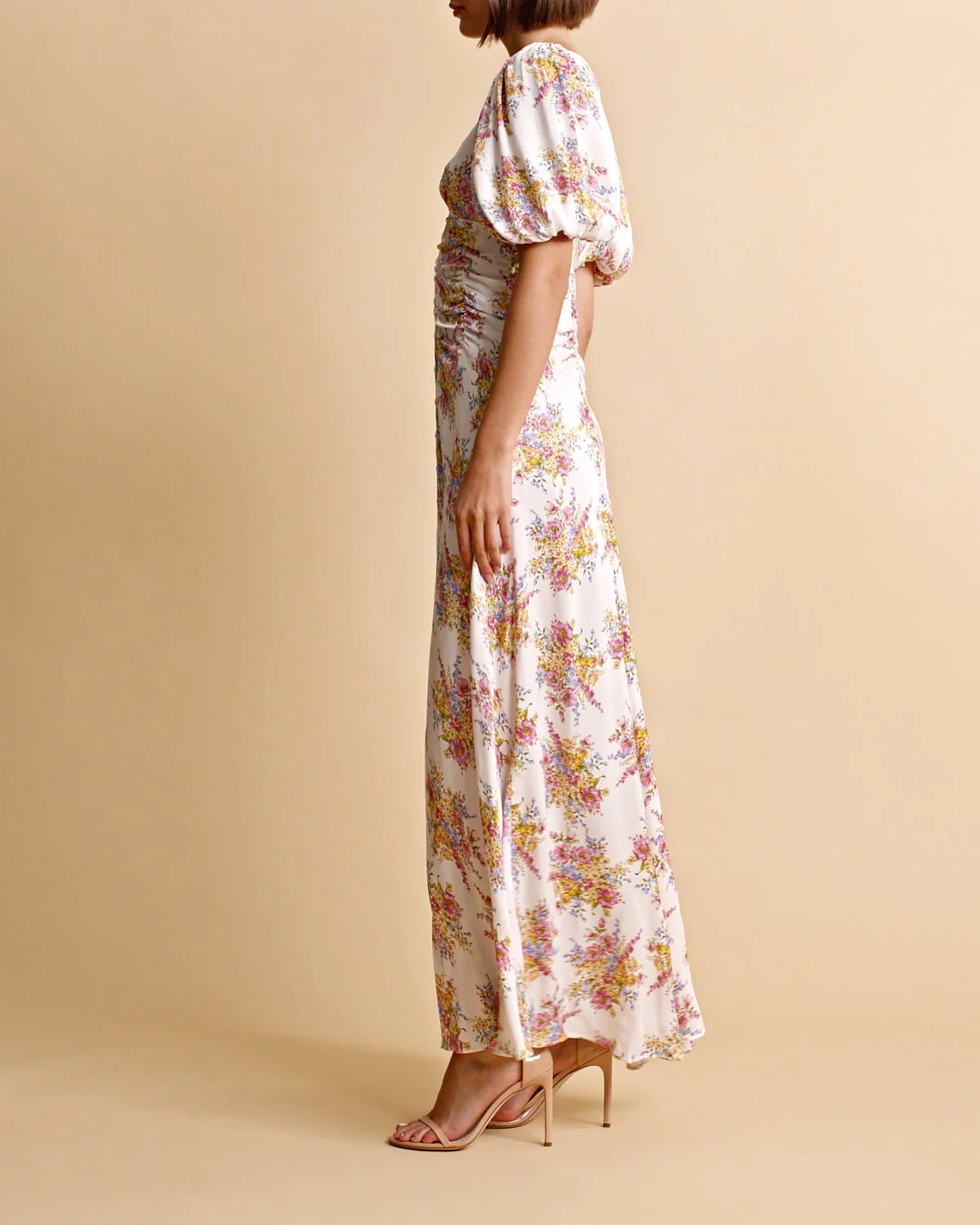Crepe Satin Rouching Gown Bright Bouquet - Image 7