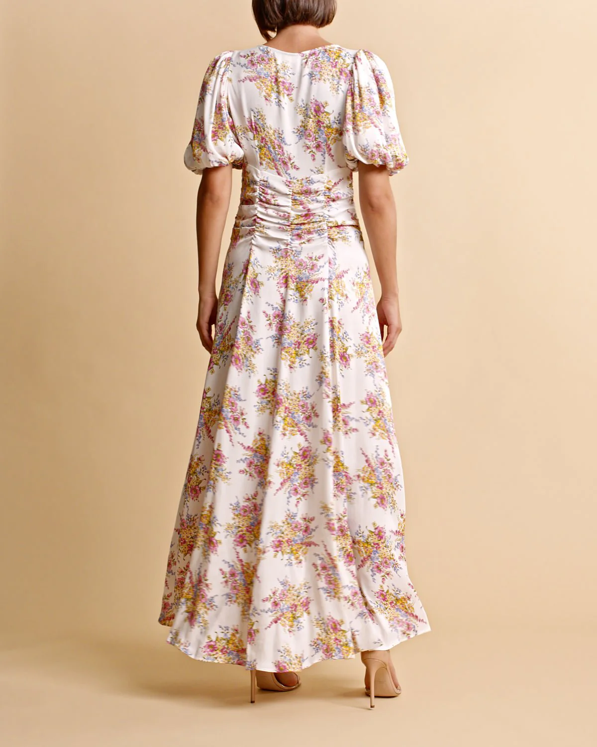 Crepe Satin Rouching Gown Bright Bouquet - Image 8