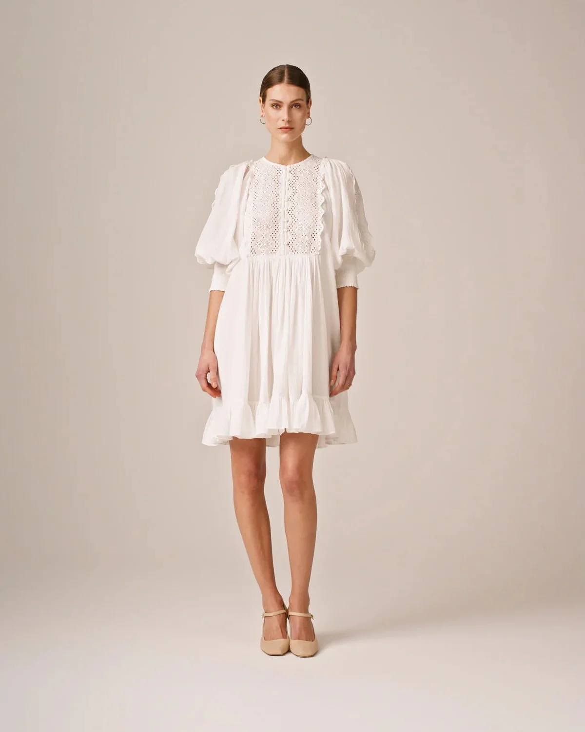 Cotton Slub Shift Dress Perfect White