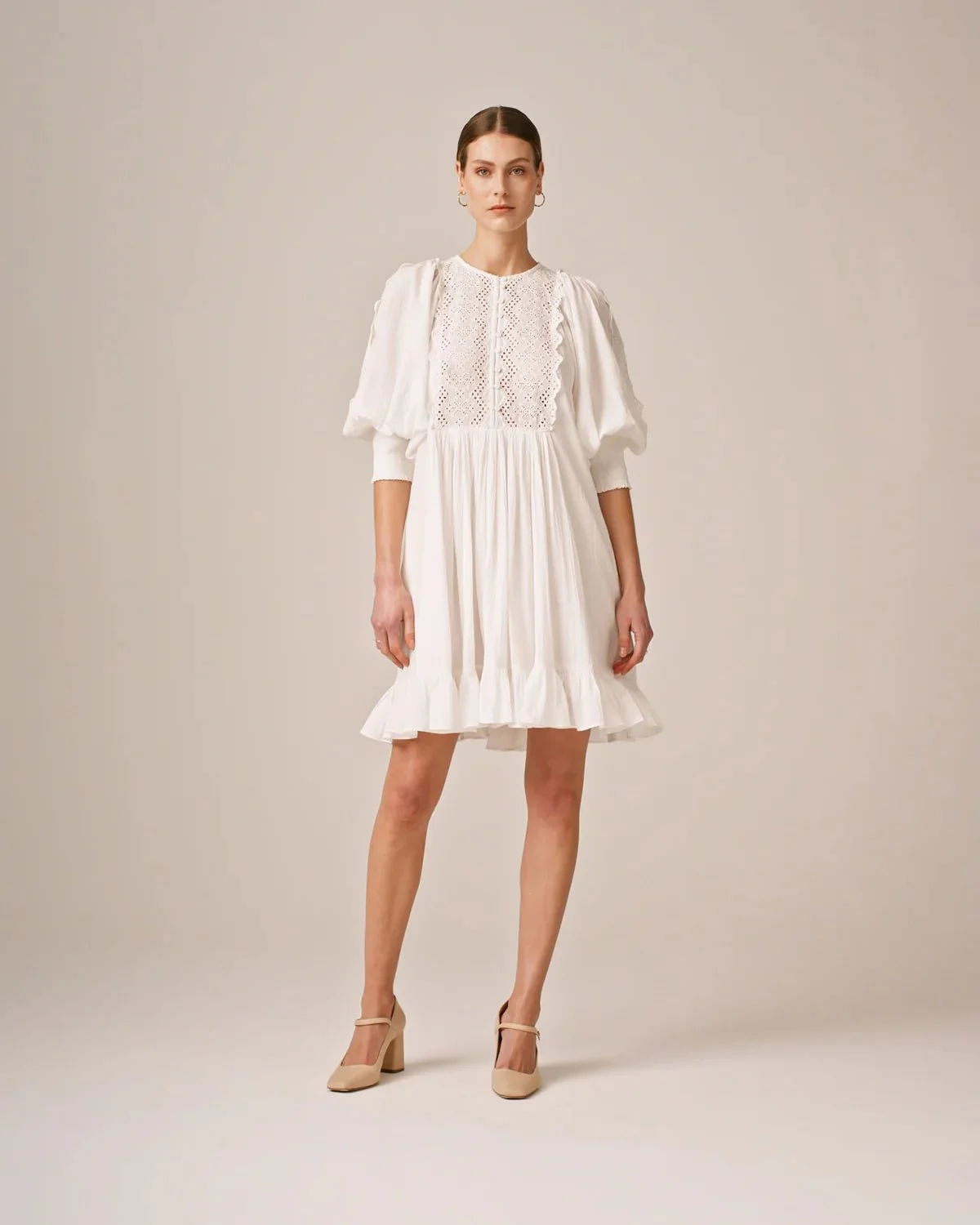 Cotton Slub Shift Dress Perfect White - Image 2