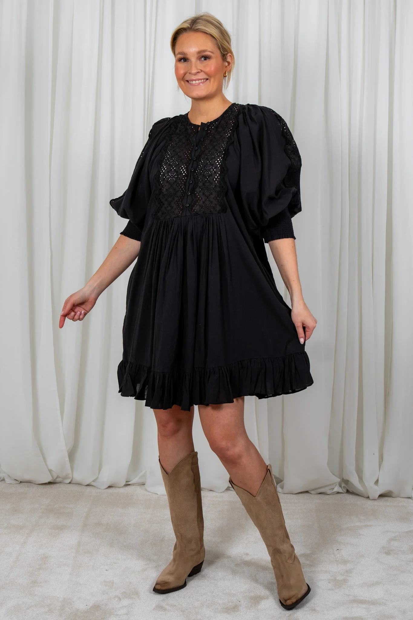 Cotton Slub Shift Dress Black - Image 2