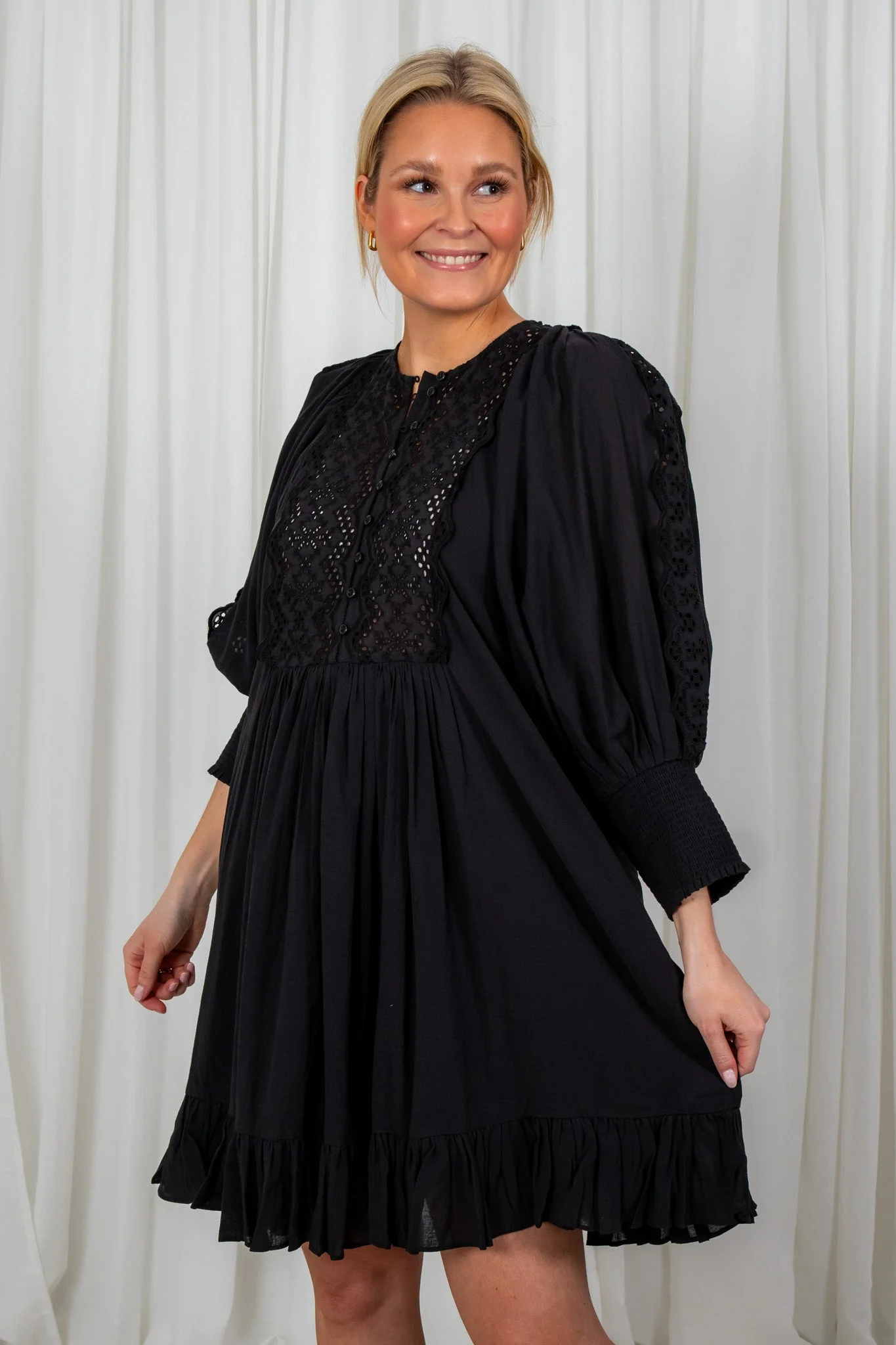Cotton Slub Shift Dress Black - Image 3