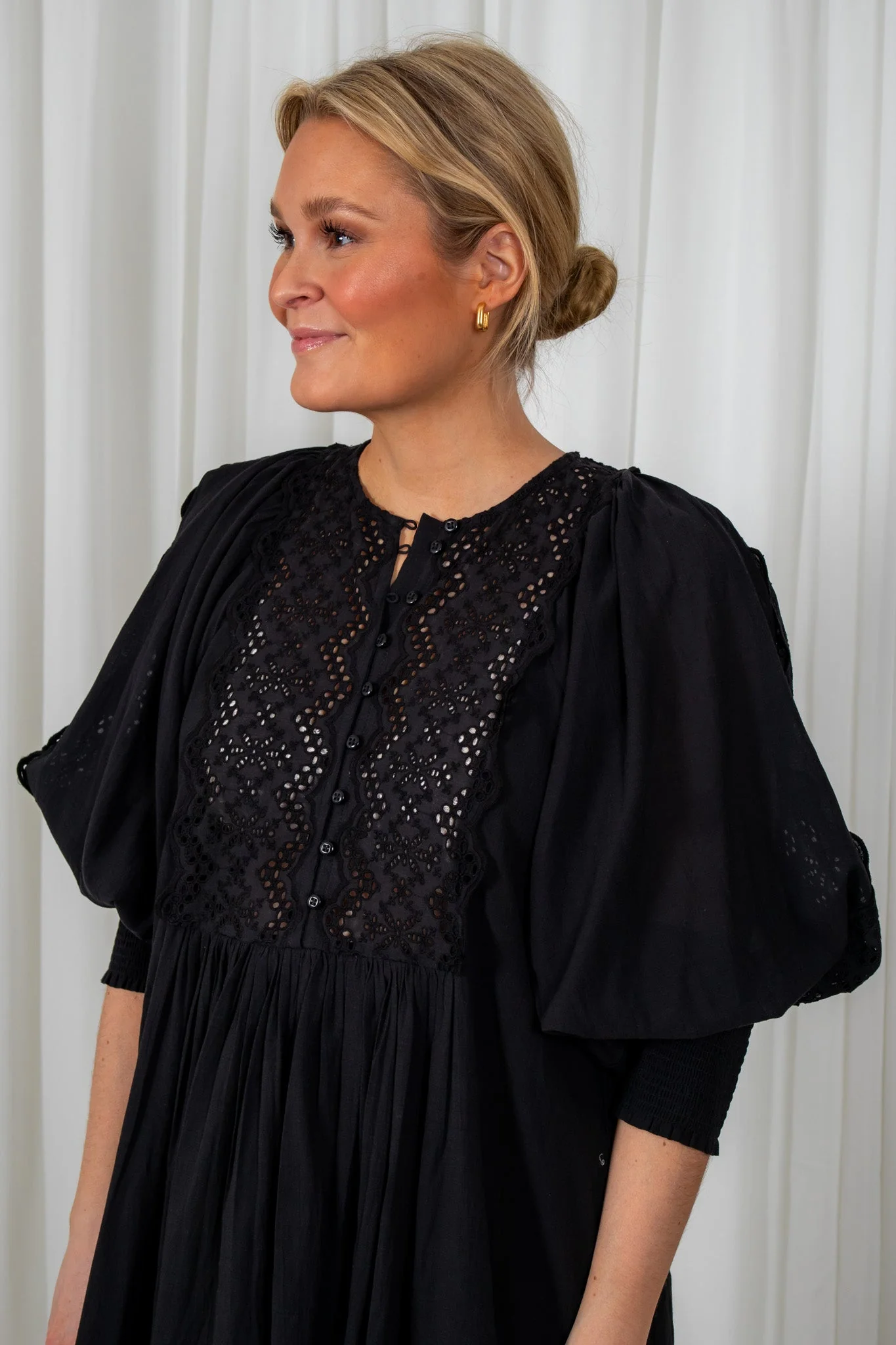 Cotton Slub Shift Dress Black - Image 5