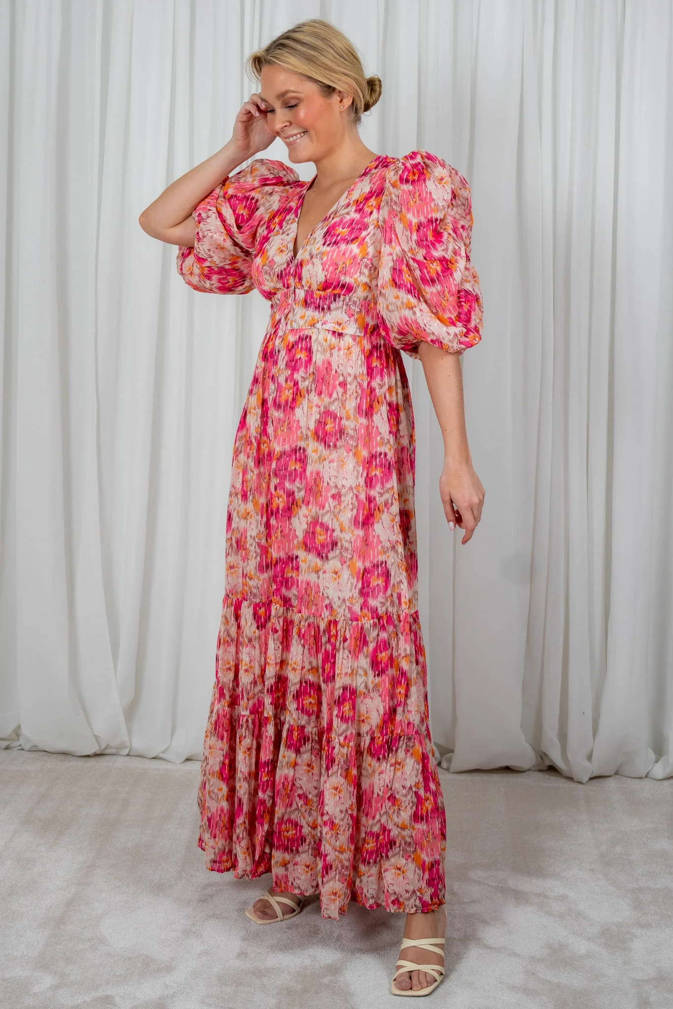 Dotted Georgette Button Down Gown Brushed Blossom - Image 6